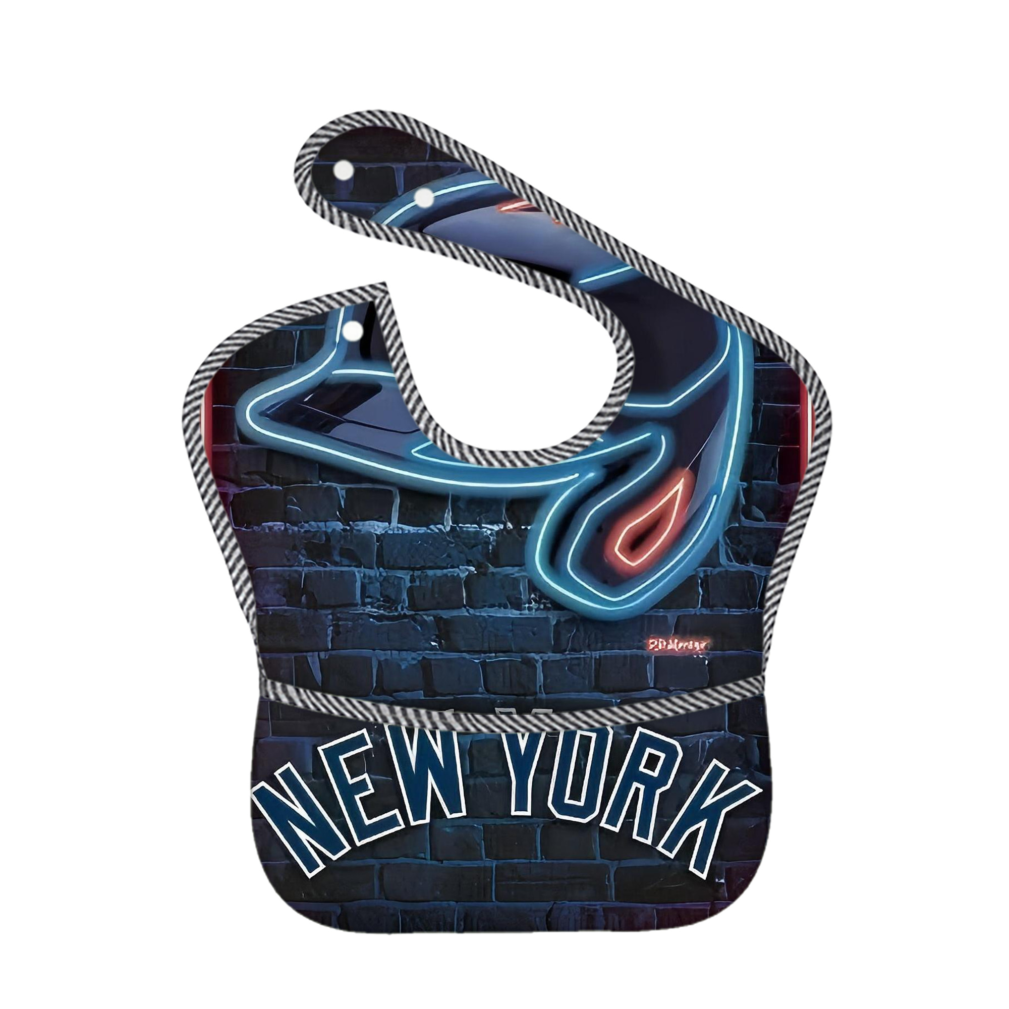 New York Yankees 230 Adjustable Waterproof Toddler Bib – Full-Print Durable Polyester – Foldable Crumb Pocket – Easy Snap Closure – Soft