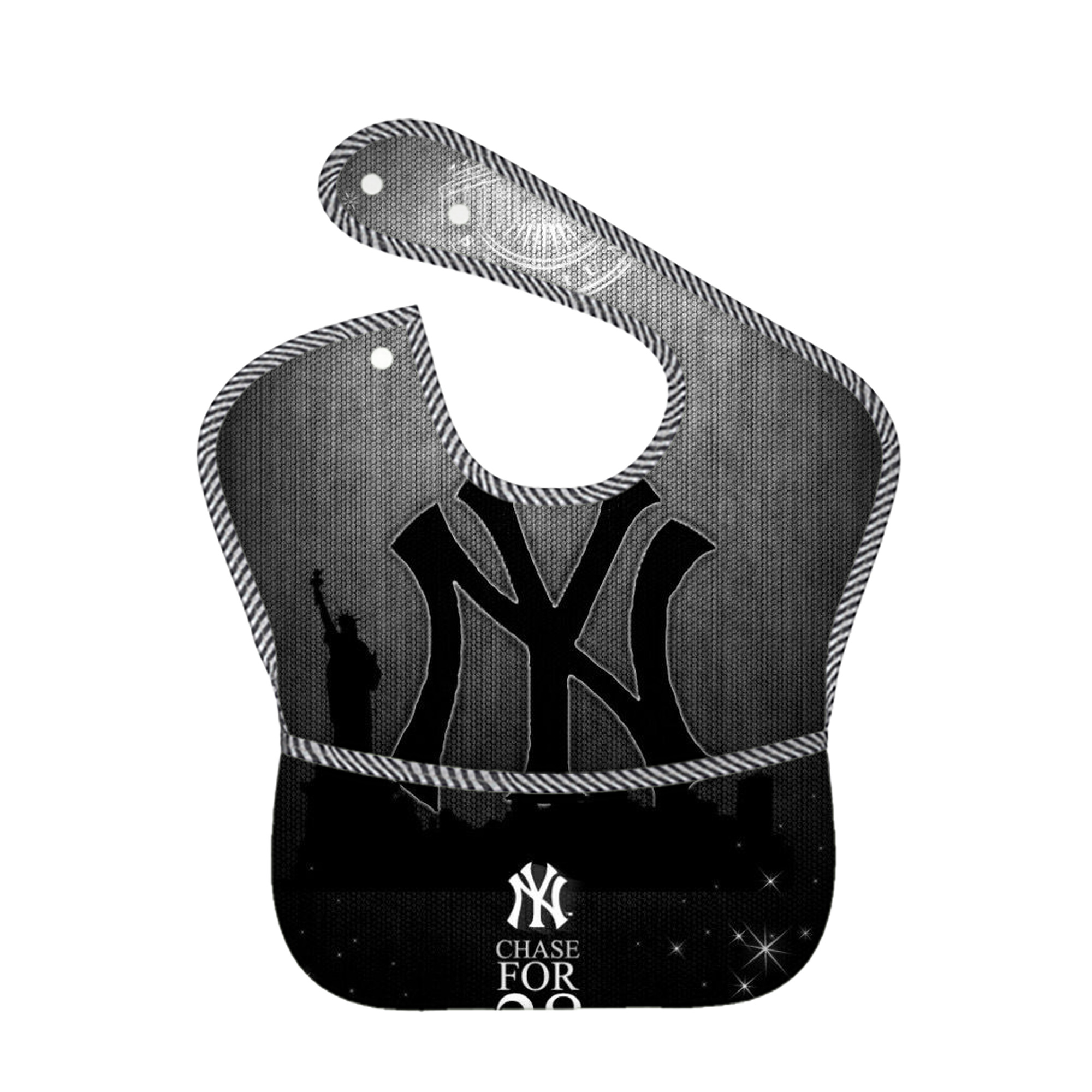 New York Yankees 313 Adjustable Waterproof Toddler Bib – Full-Print Durable Polyester – Foldable Crumb Pocket – Easy Snap Closure – Soft