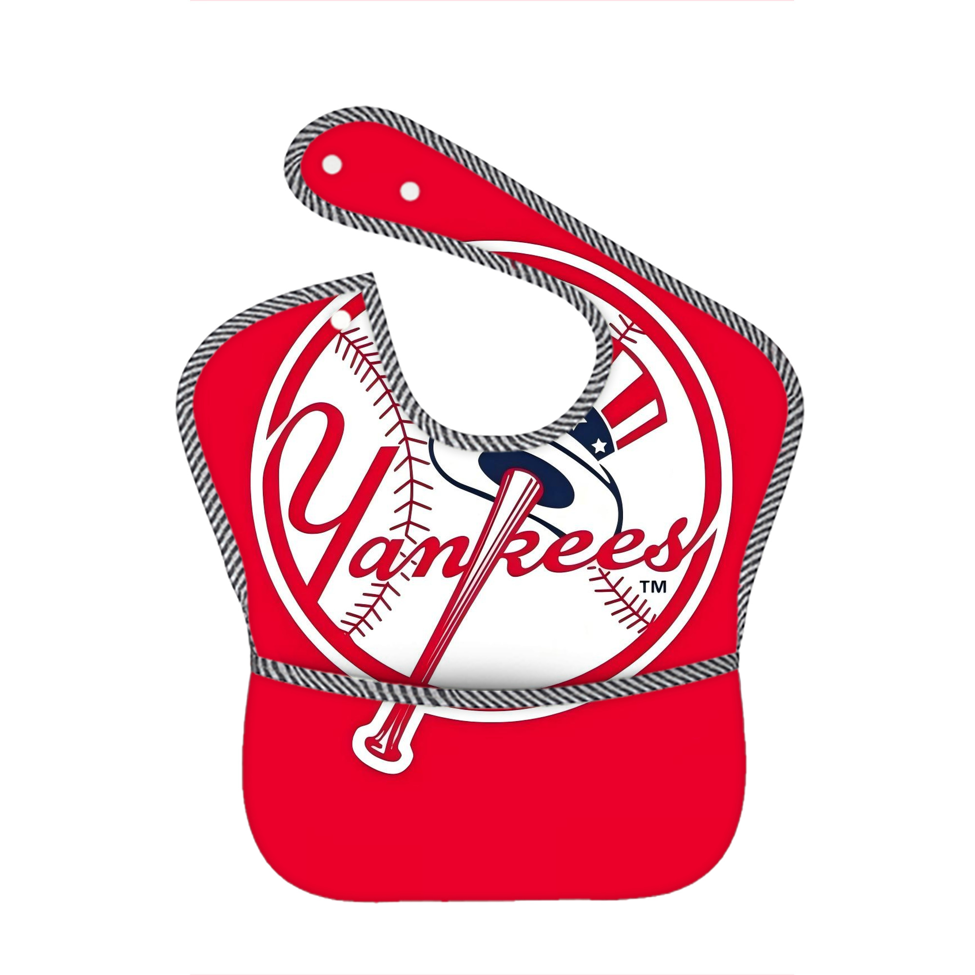 New York Yankees 165 Adjustable Waterproof Toddler Bib – Full-Print Durable Polyester – Foldable Crumb Pocket – Easy Snap Closure – Soft