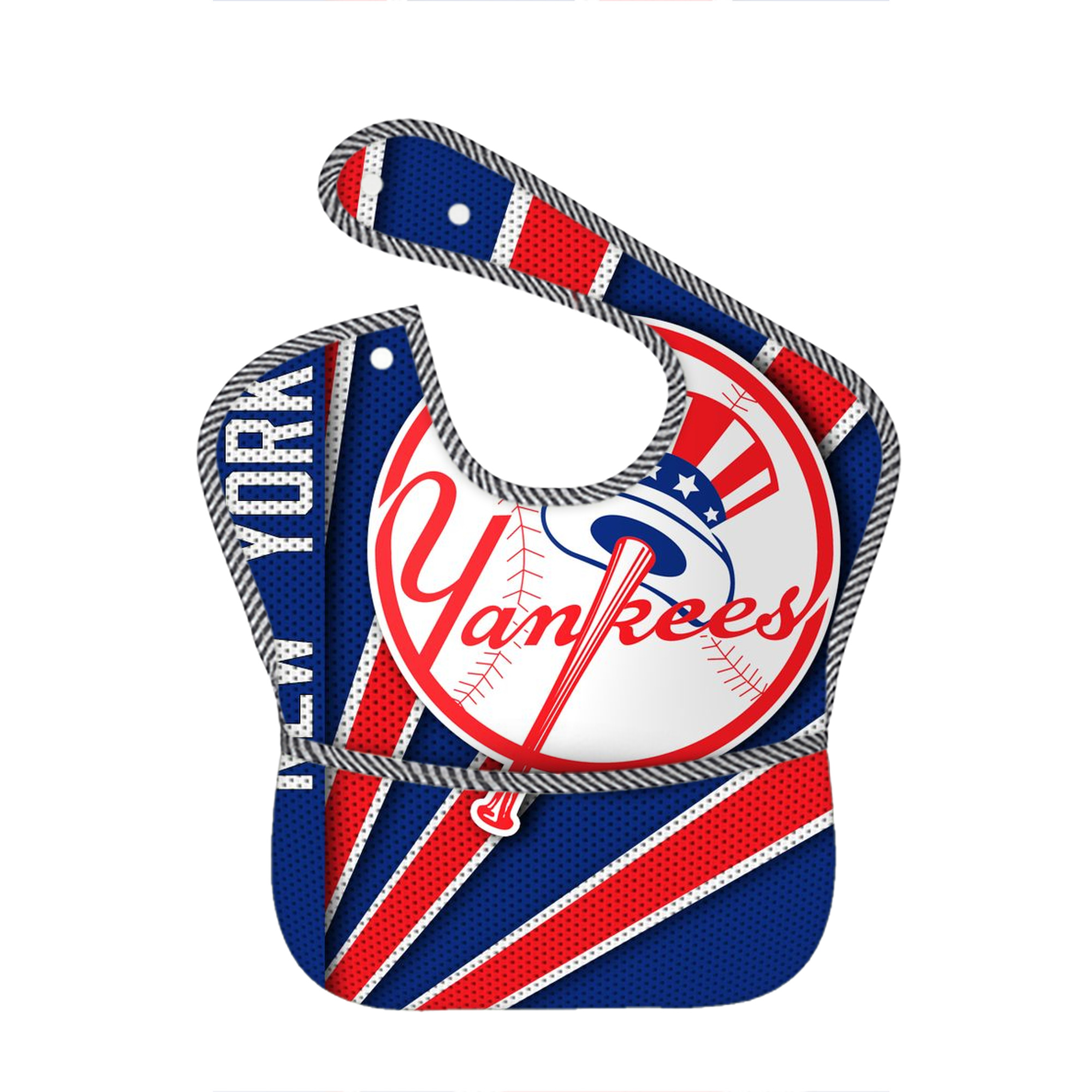 New York Yankees 182 Adjustable Waterproof Toddler Bib – Full-Print Durable Polyester – Foldable Crumb Pocket – Easy Snap Closure – Soft