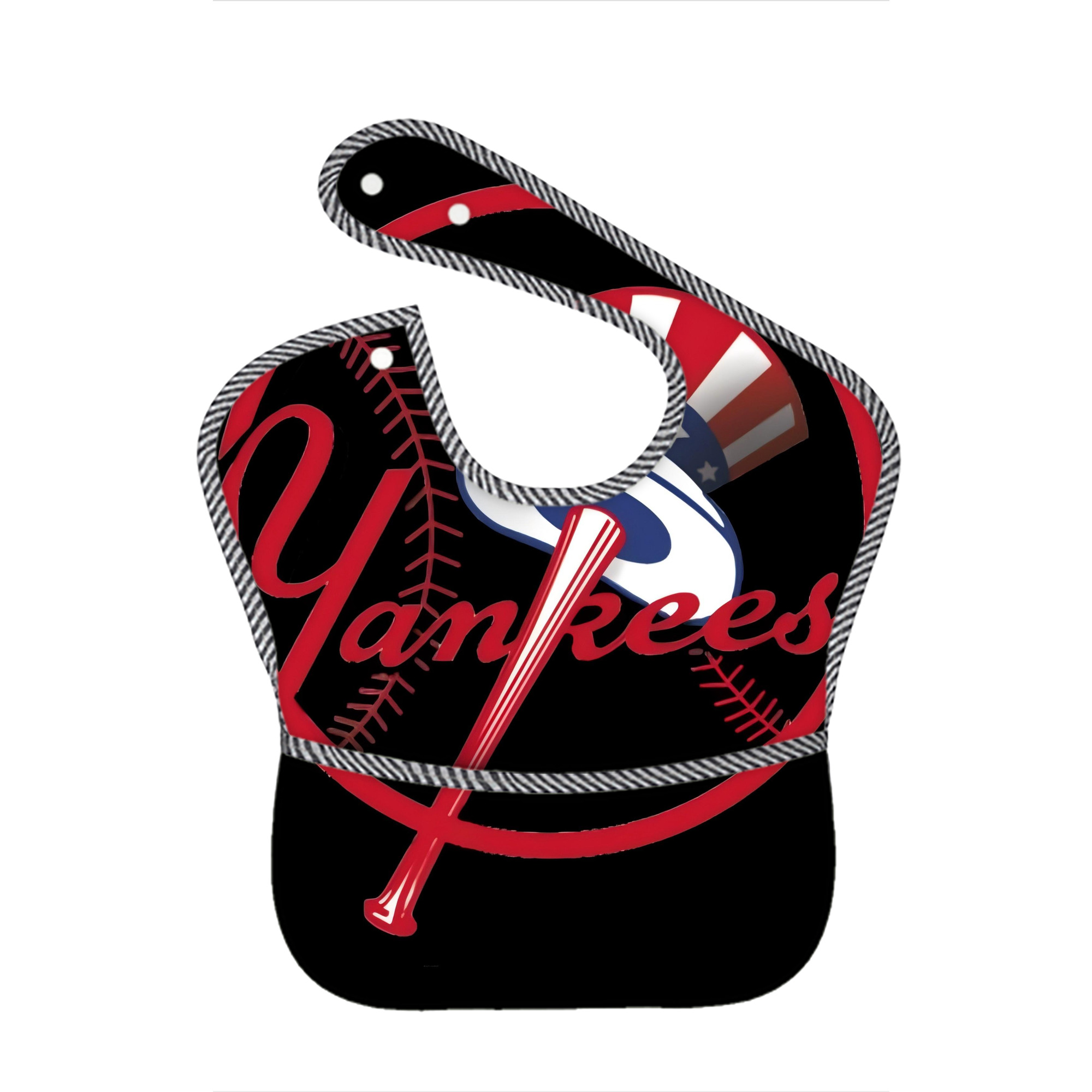 New York Yankees 188 Adjustable Waterproof Toddler Bib – Full-Print Durable Polyester – Foldable Crumb Pocket – Easy Snap Closure – Soft