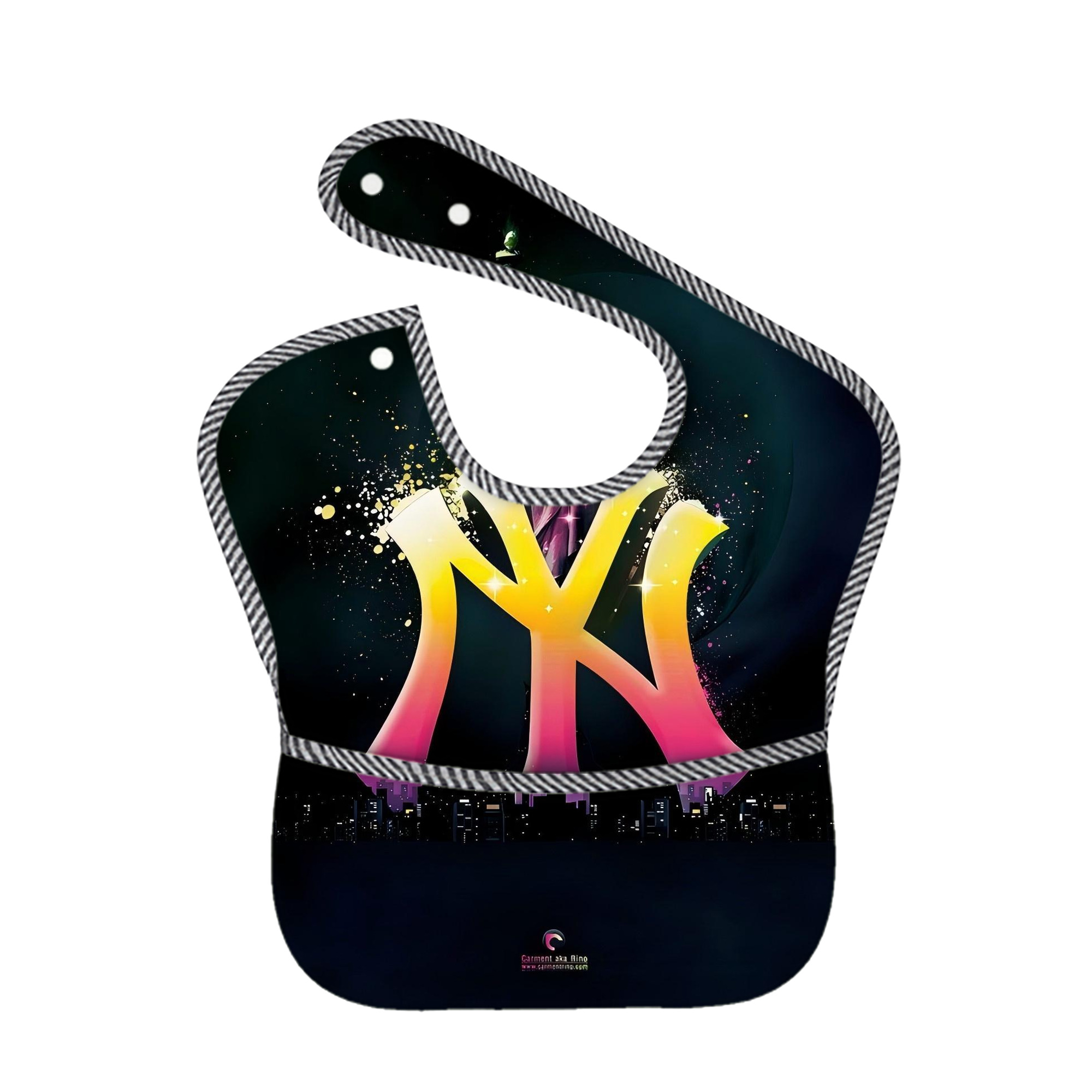 New York Yankees 335 Adjustable Waterproof Toddler Bib – Full-Print Durable Polyester – Foldable Crumb Pocket – Easy Snap Closure – Soft