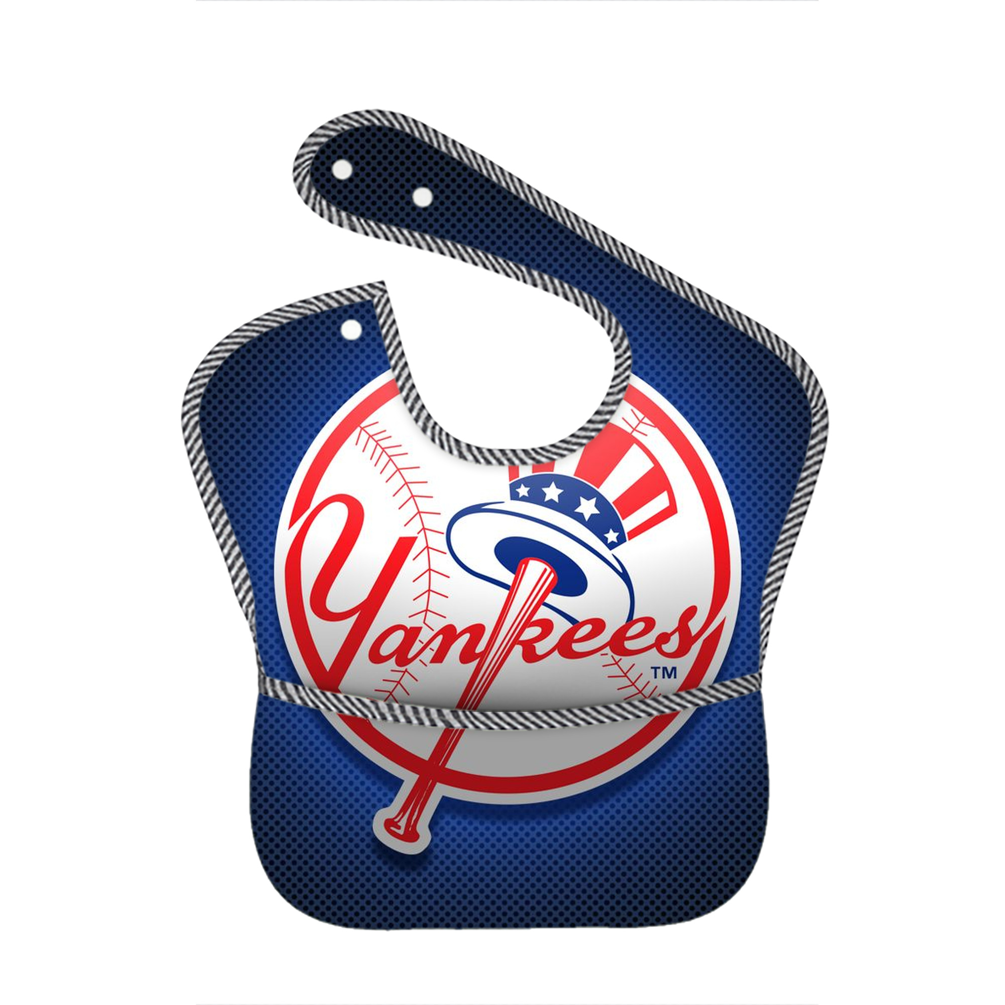 New York Yankees 193 Adjustable Waterproof Toddler Bib – Full-Print Durable Polyester – Foldable Crumb Pocket – Easy Snap Closure – Soft