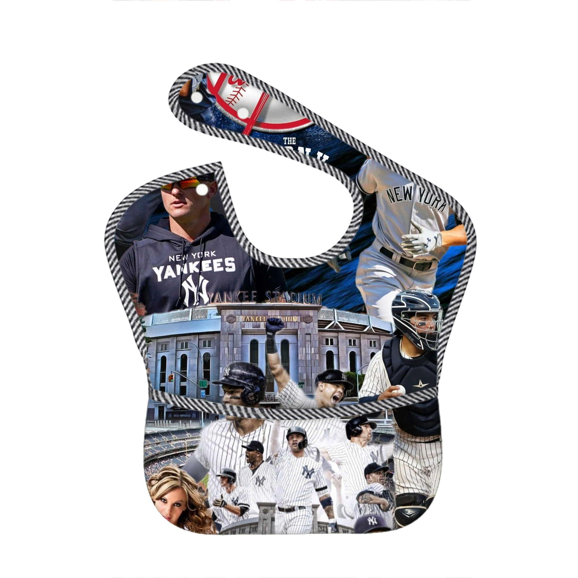 New York Yankees 336 Adjustable Waterproof Toddler Bib – Full-Print Durable Polyester – Foldable Crumb Pocket – Easy Snap Closure – Soft