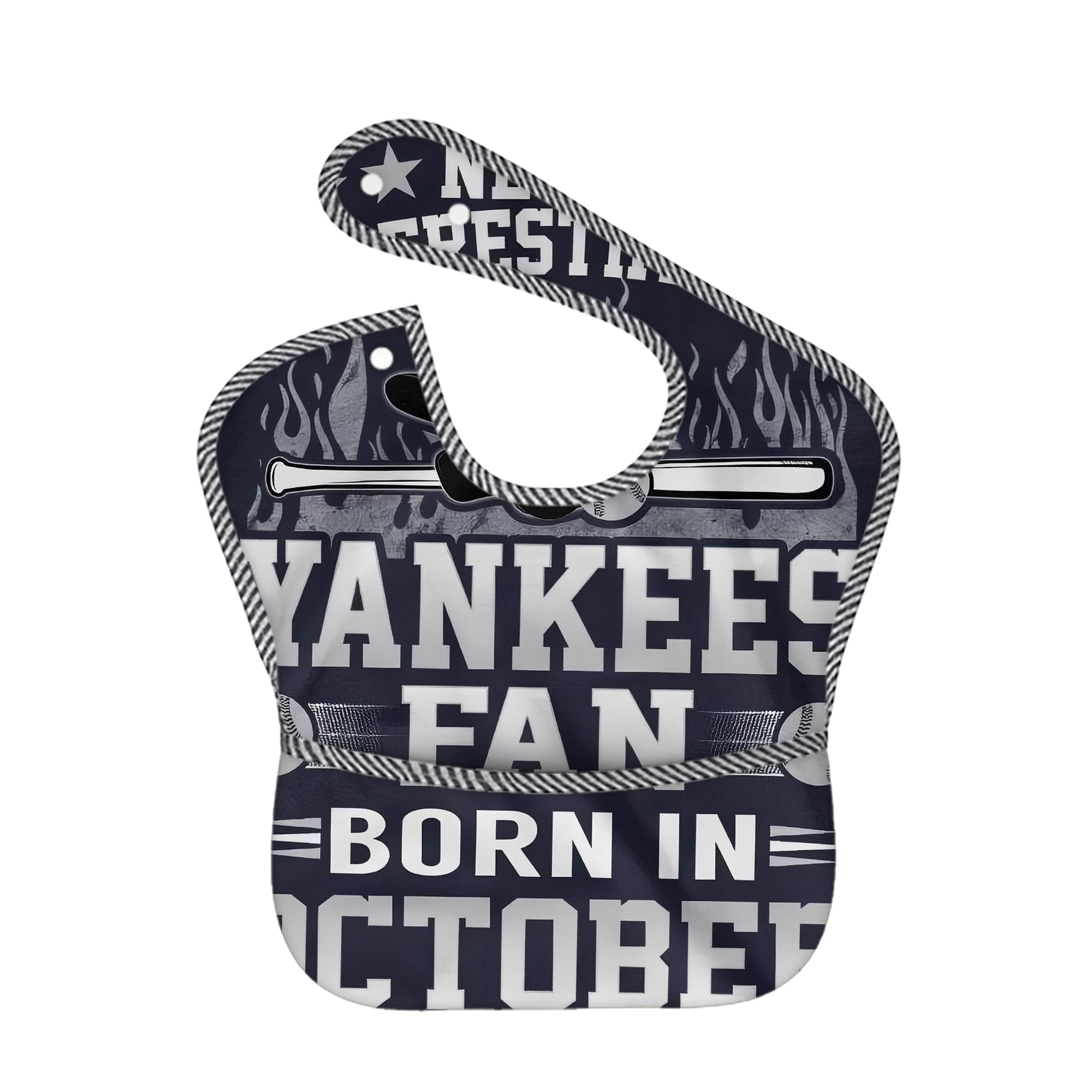 New York Yankees 349 Adjustable Waterproof Toddler Bib – Full-Print Durable Polyester – Foldable Crumb Pocket – Easy Snap Closure – Soft