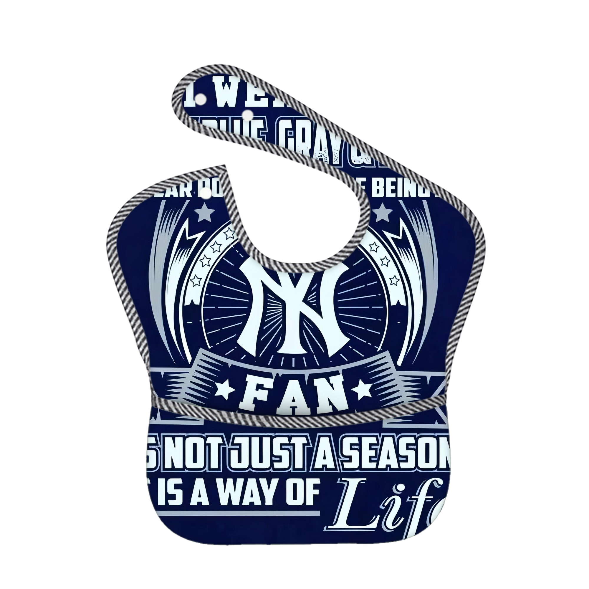 New York Yankees 194 Adjustable Waterproof Toddler Bib – Full-Print Durable Polyester – Foldable Crumb Pocket – Easy Snap Closure – Soft
