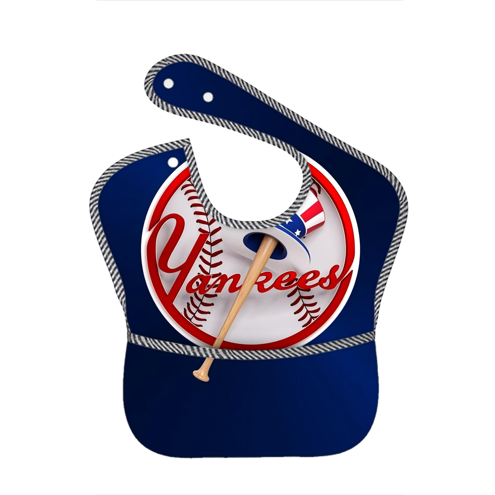 New York Yankees 200 Adjustable Waterproof Toddler Bib – Full-Print Durable Polyester – Foldable Crumb Pocket – Easy Snap Closure – Soft