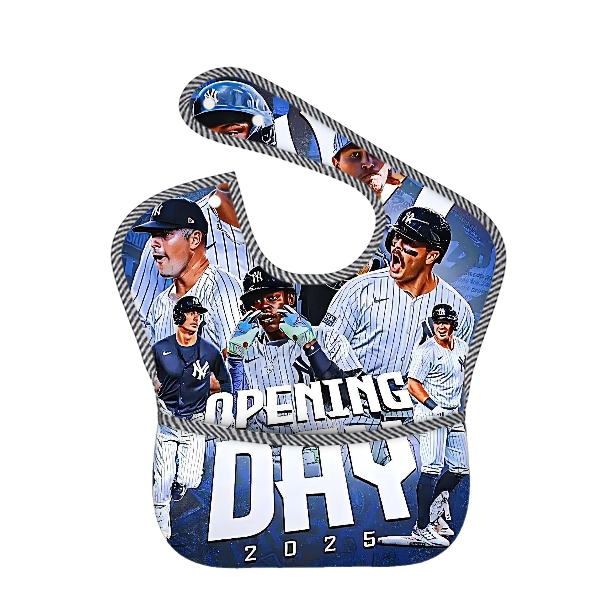 New York Yankees 215 Adjustable Waterproof Toddler Bib – Full-Print Durable Polyester – Foldable Crumb Pocket – Easy Snap Closure – Soft
