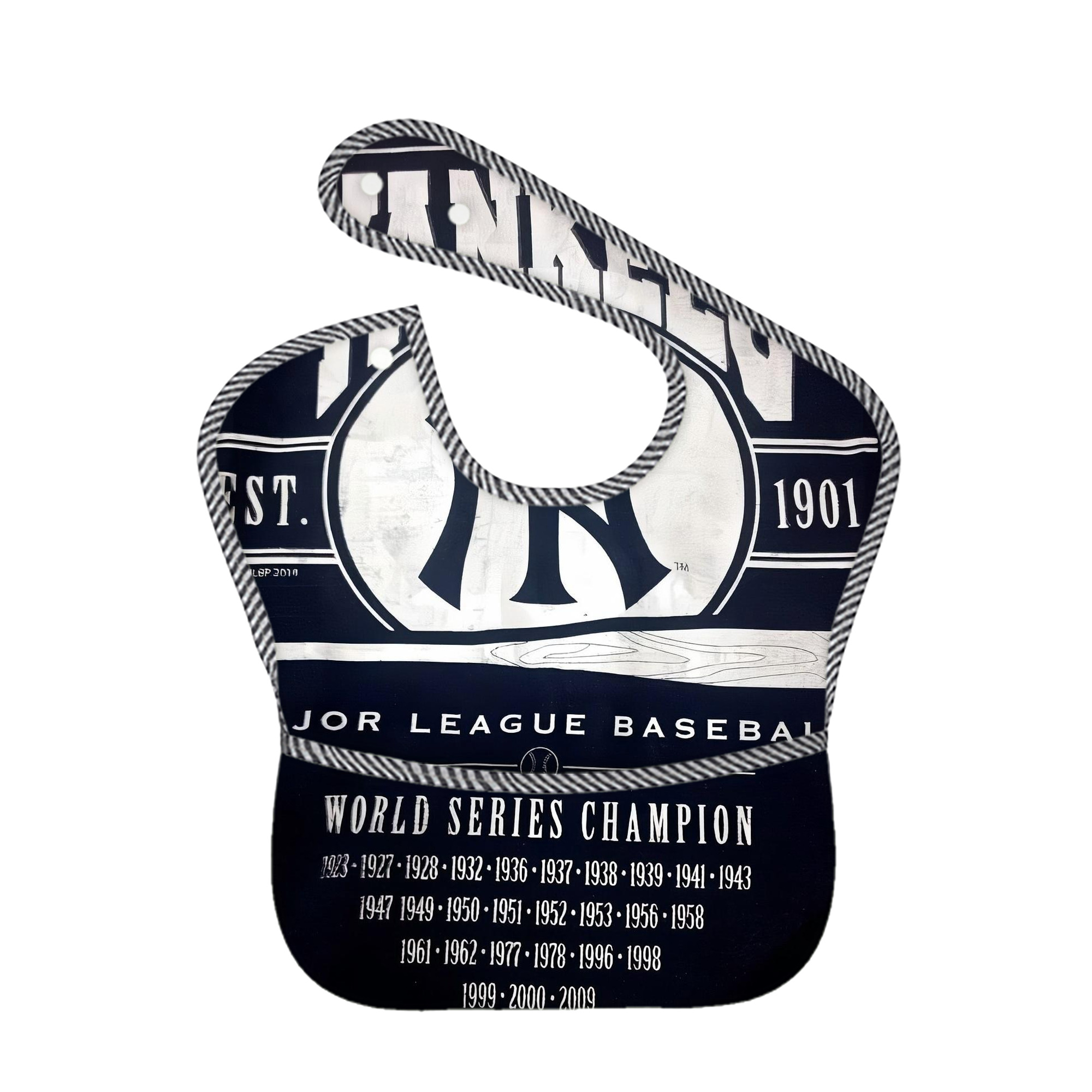 New York Yankees 211 Adjustable Waterproof Toddler Bib – Full-Print Durable Polyester – Foldable Crumb Pocket – Easy Snap Closure – Soft