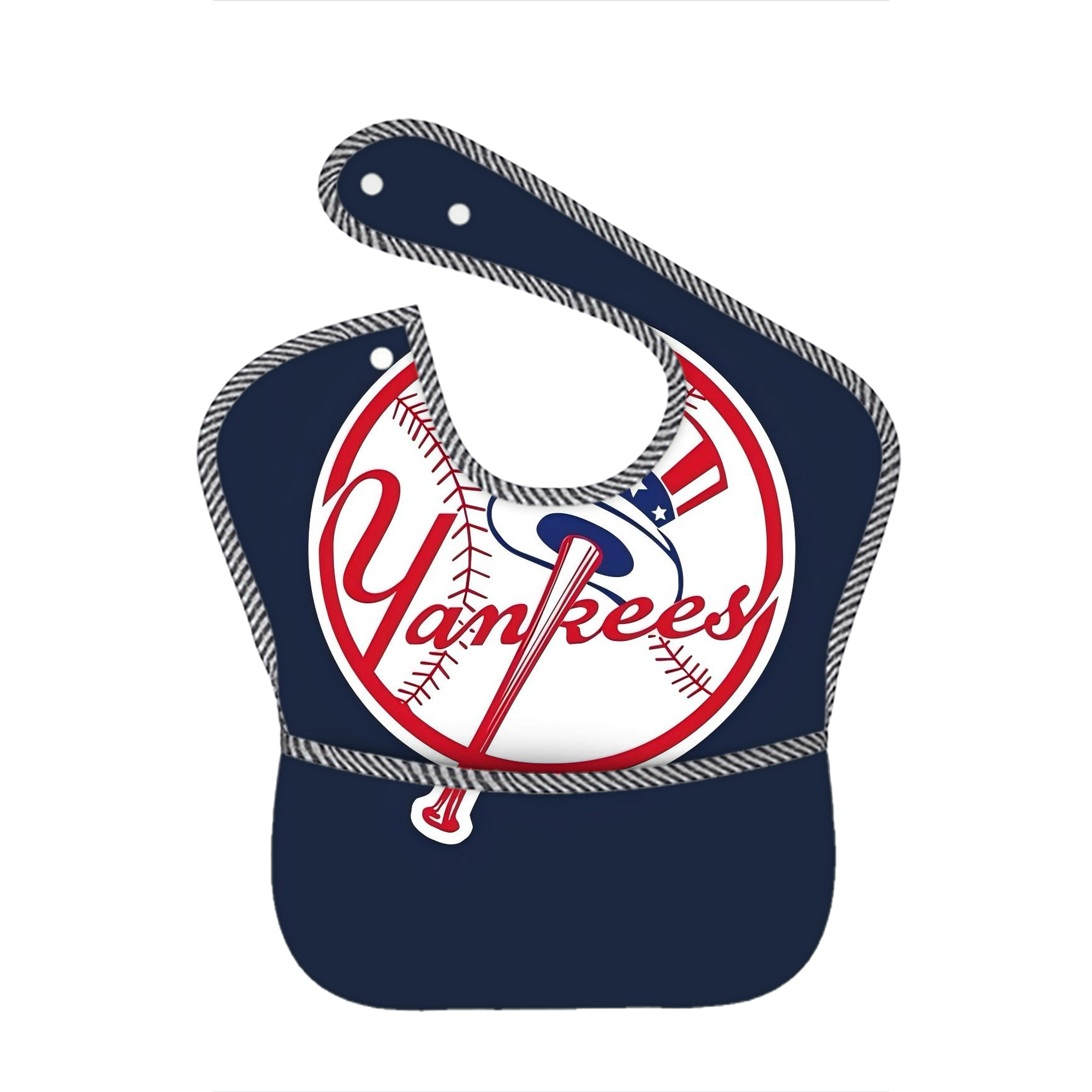 New York Yankees 216 Adjustable Waterproof Toddler Bib – Full-Print Durable Polyester – Foldable Crumb Pocket – Easy Snap Closure – Soft