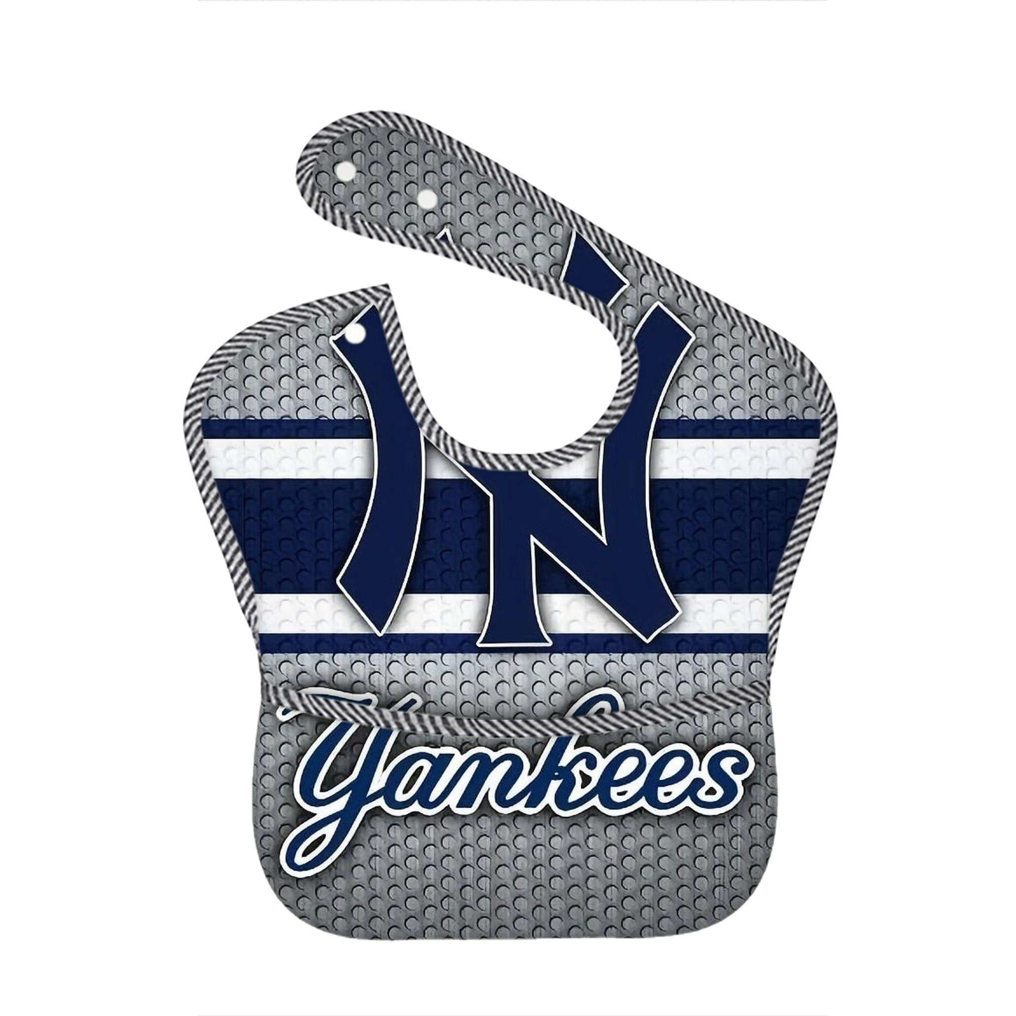 New York Yankees 311 Adjustable Waterproof Toddler Bib – Full-Print Durable Polyester – Foldable Crumb Pocket – Easy Snap Closure – Soft