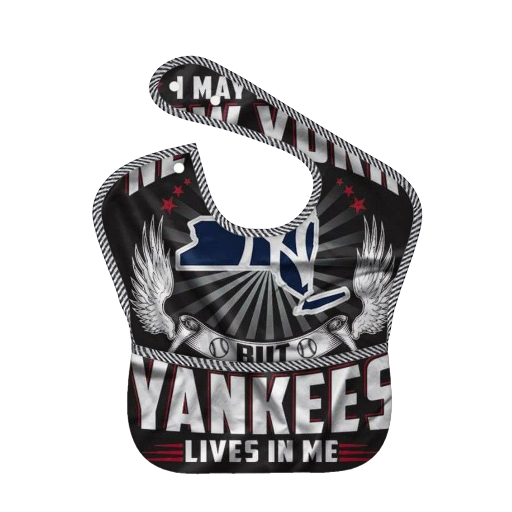 New York Yankees 320 Adjustable Waterproof Toddler Bib – Full-Print Durable Polyester – Foldable Crumb Pocket – Easy Snap Closure – Soft