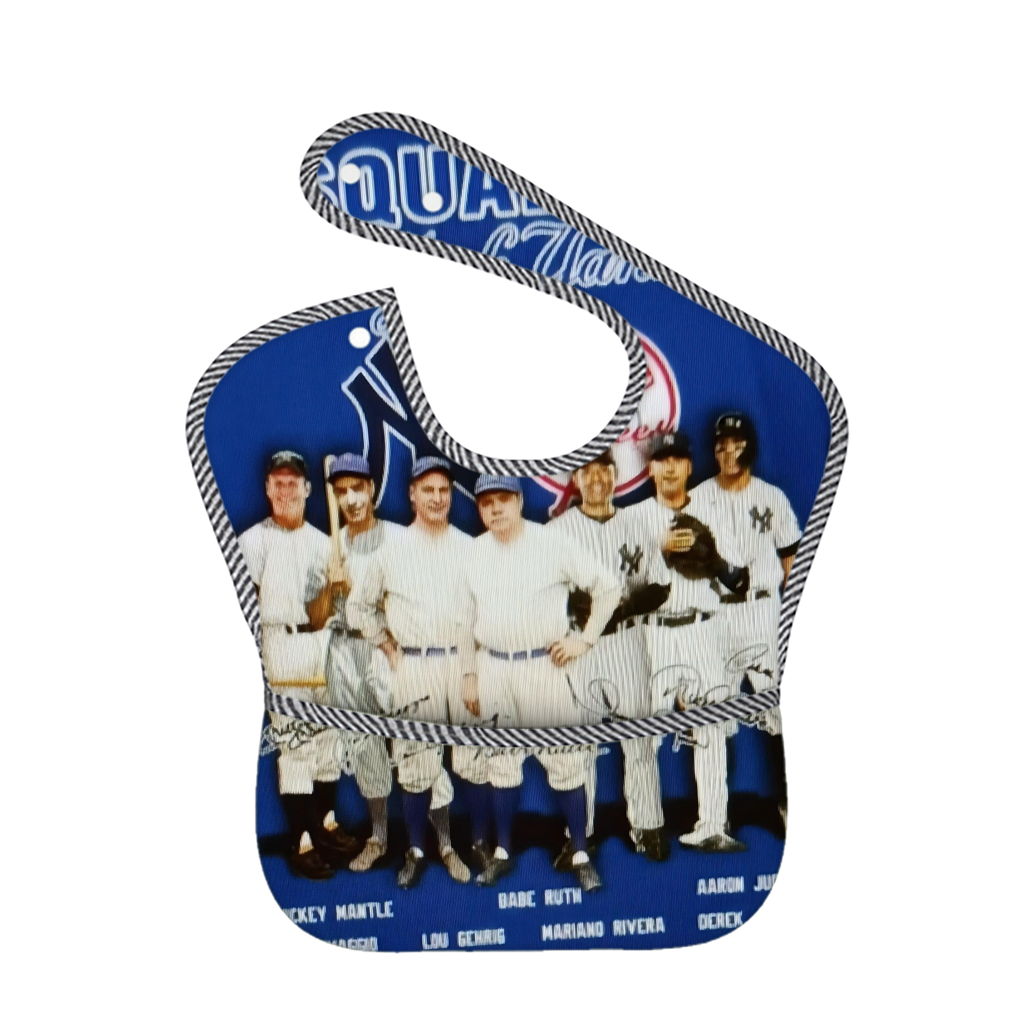 New York Yankees 312 Adjustable Waterproof Toddler Bib – Full-Print Durable Polyester – Foldable Crumb Pocket – Easy Snap Closure – Soft