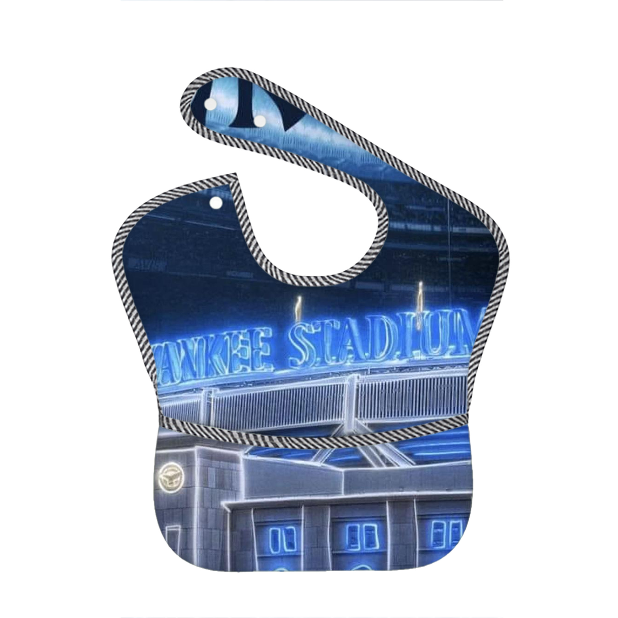 New York Yankees 328 Adjustable Waterproof Toddler Bib – Full-Print Durable Polyester – Foldable Crumb Pocket – Easy Snap Closure – Soft