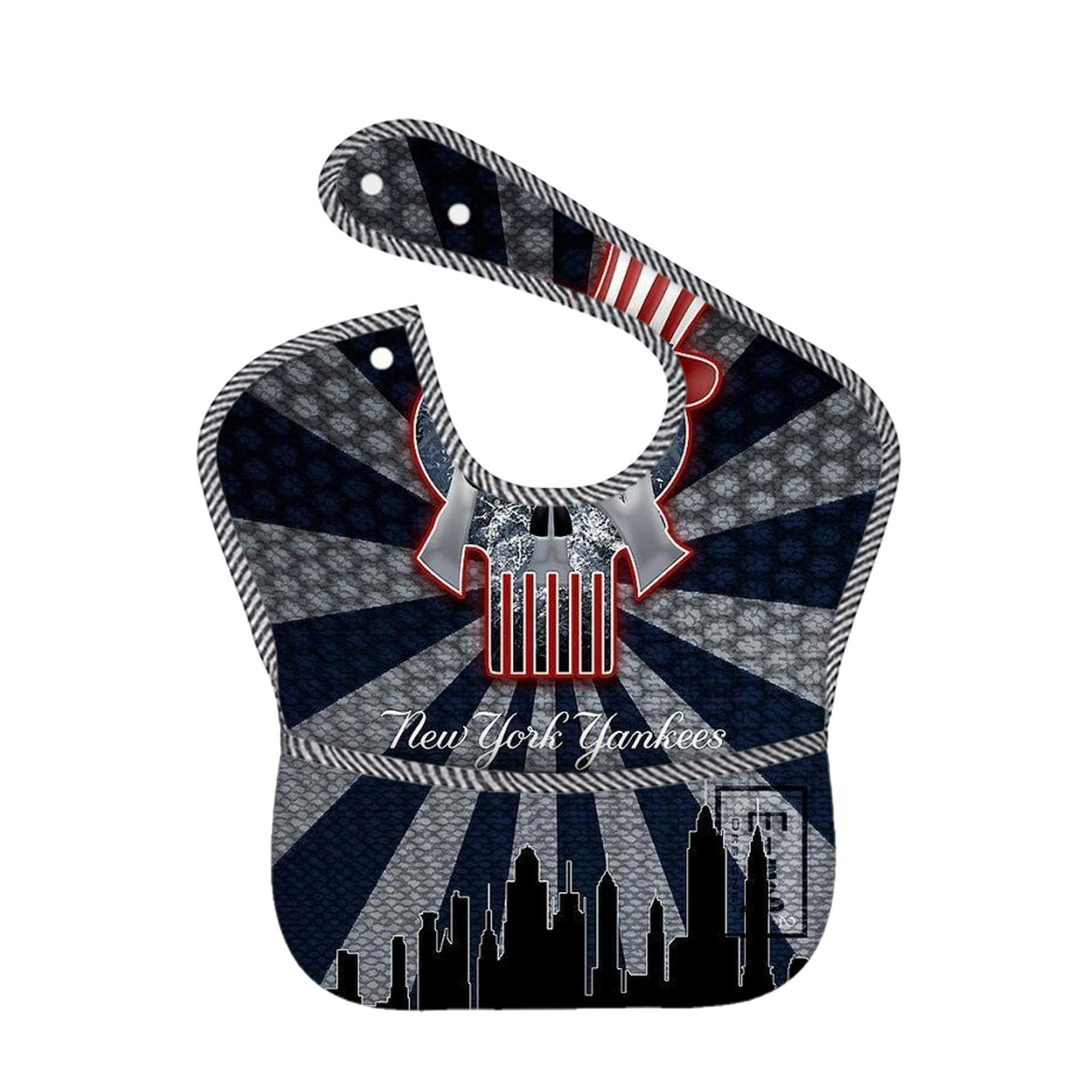 New York Yankees 340 Adjustable Waterproof Toddler Bib – Full-Print Durable Polyester – Foldable Crumb Pocket – Easy Snap Closure – Soft