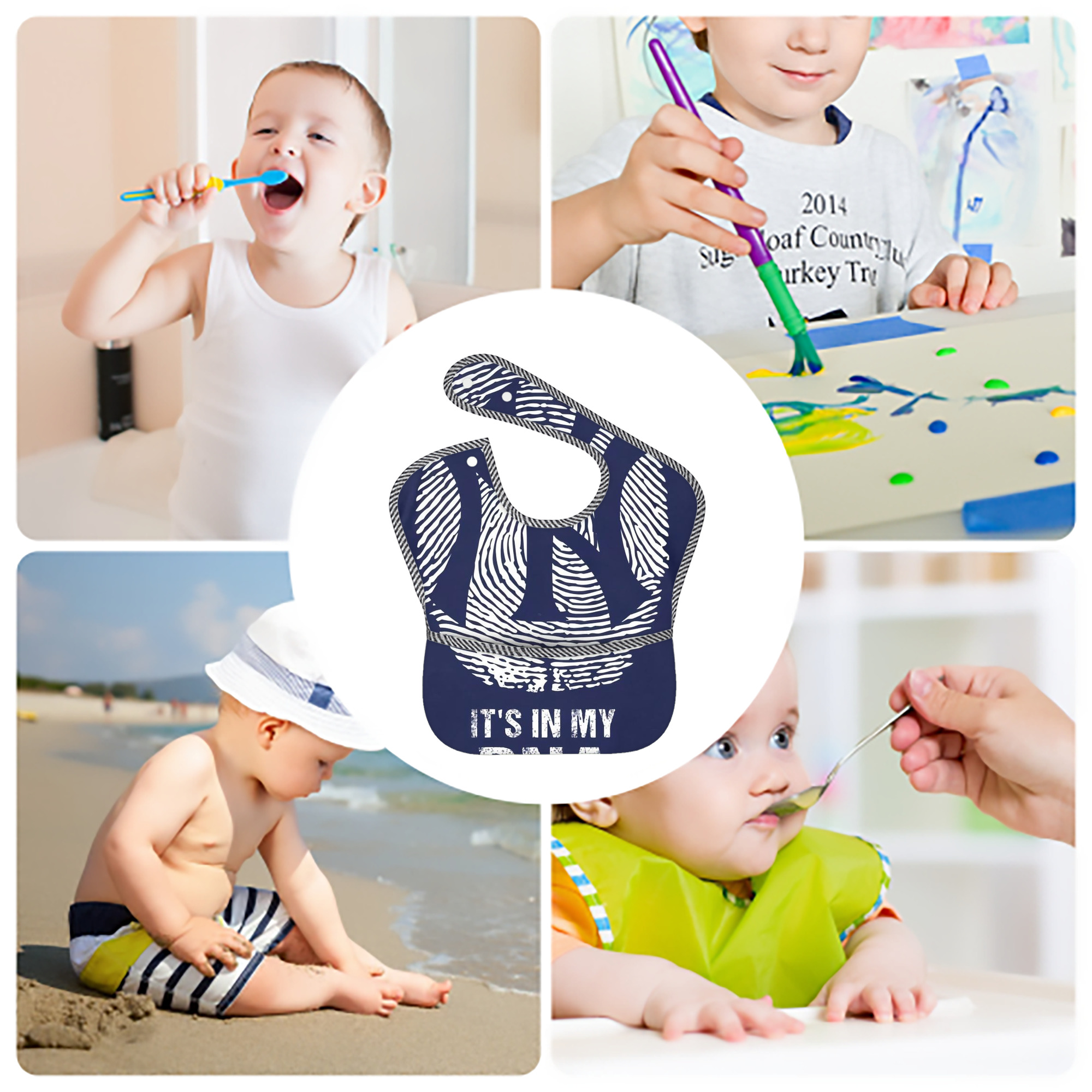 New York Yankees 145 Adjustable Waterproof Toddler Bib – Full-Print Durable Polyester – Foldable Crumb Pocket – Easy Snap Closure – Soft