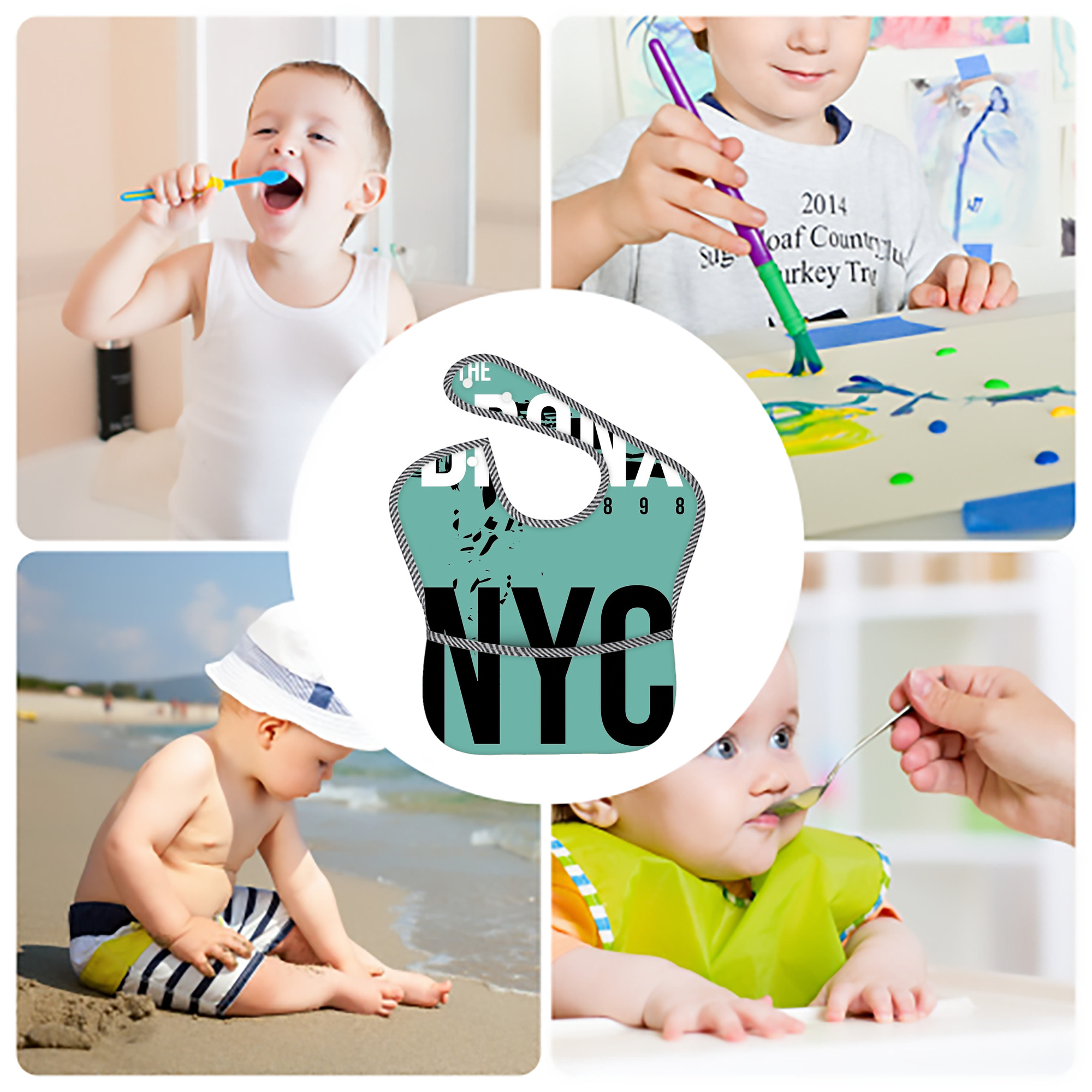 New York Yankees 186 Adjustable Waterproof Toddler Bib – Full-Print Durable Polyester – Foldable Crumb Pocket – Easy Snap Closure – Soft