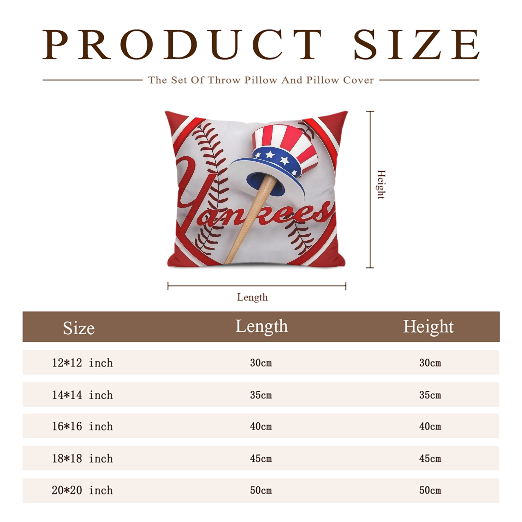 New York Yankees 120 Soft Polyester Pillow Cover With Insert – Double-Sided Design, Invisible Zipper, Durable & Breathable – Easy Care Cushion Set