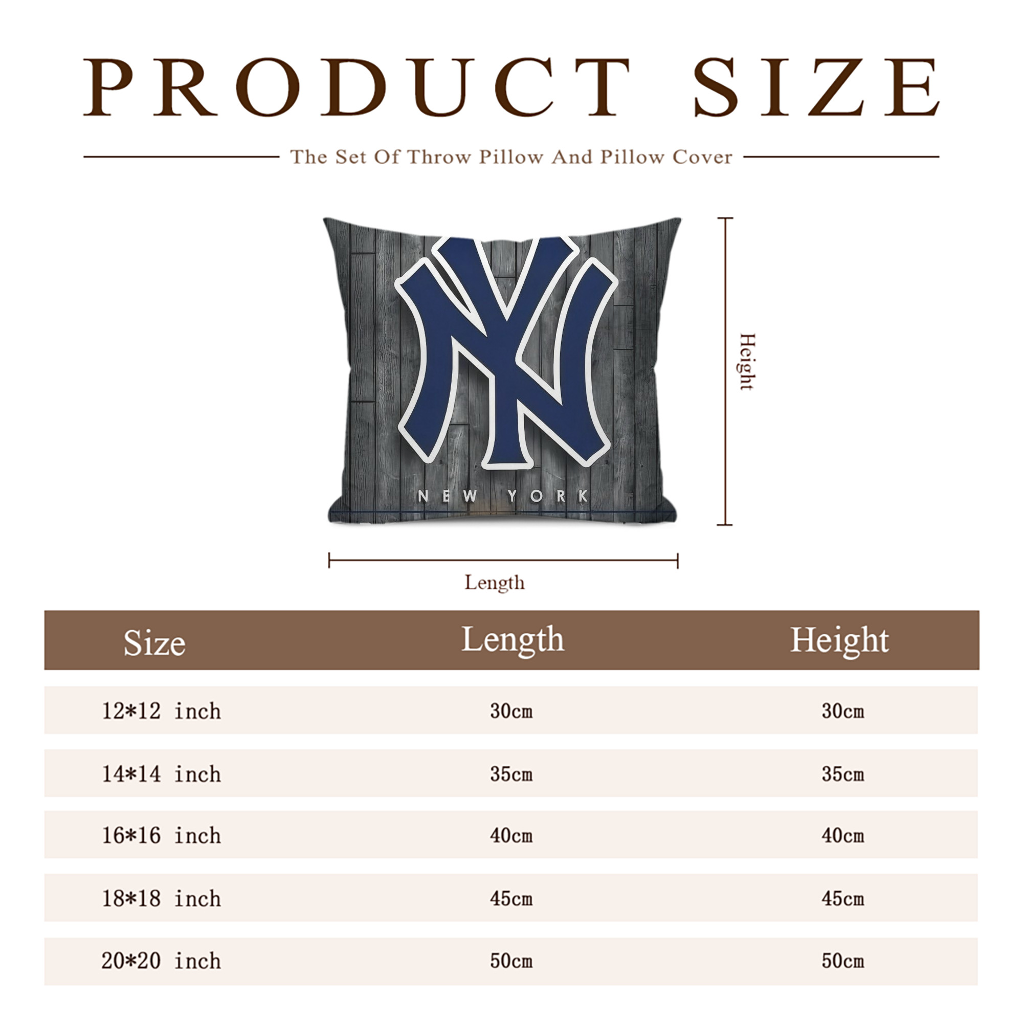 New York Yankees 127 Soft Polyester Pillow Cover With Insert – Double-Sided Design, Invisible Zipper, Durable & Breathable – Easy Care Cushion Set