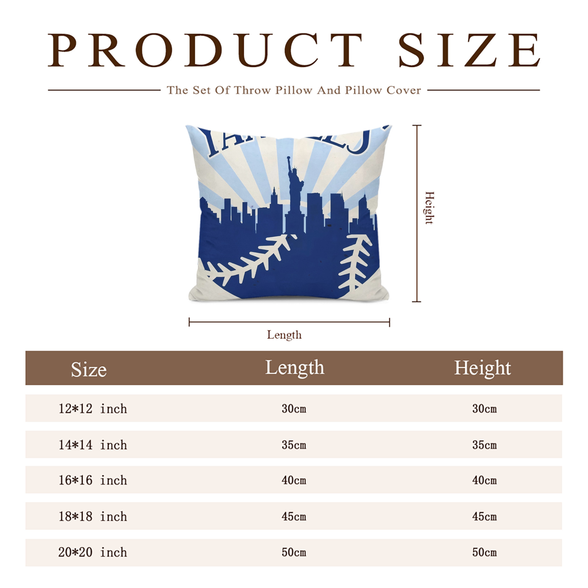 New York Yankees 143 Soft Polyester Pillow Cover With Insert – Double-Sided Design, Invisible Zipper, Durable & Breathable – Easy Care Cushion Set