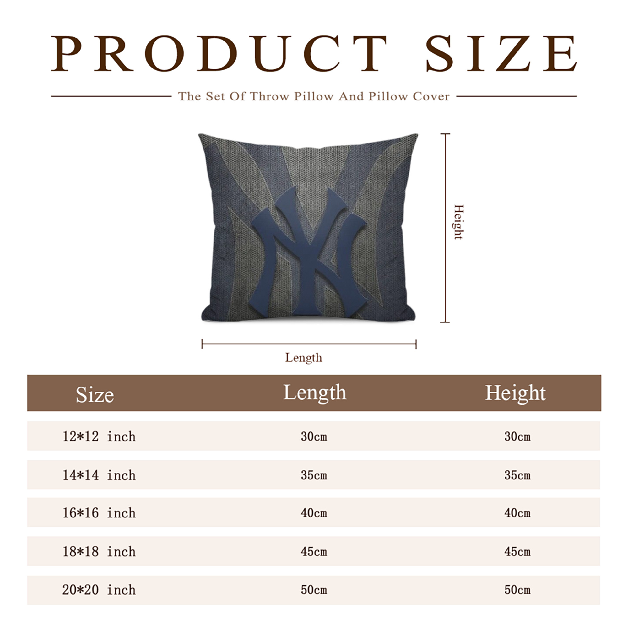 New York Yankees 153 Soft Polyester Pillow Cover With Insert – Double-Sided Design, Invisible Zipper, Durable & Breathable – Easy Care Cushion Set