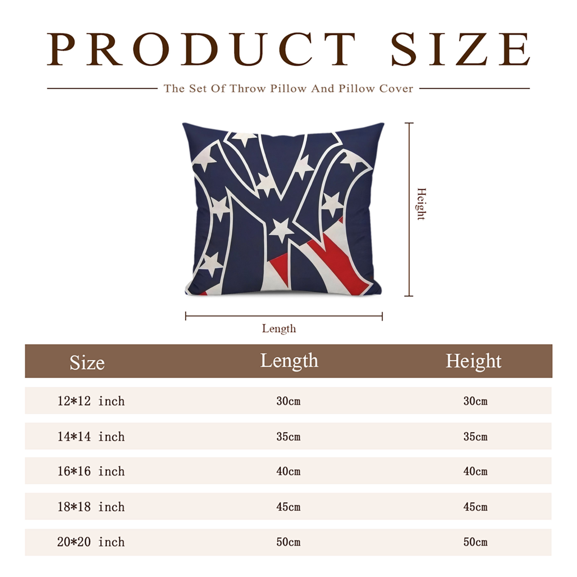 New York Yankees Logo USA Soft Polyester Pillow Cover With Insert – Double-Sided Design, Invisible Zipper, Durable & Breathable – Easy Care Cushion Set