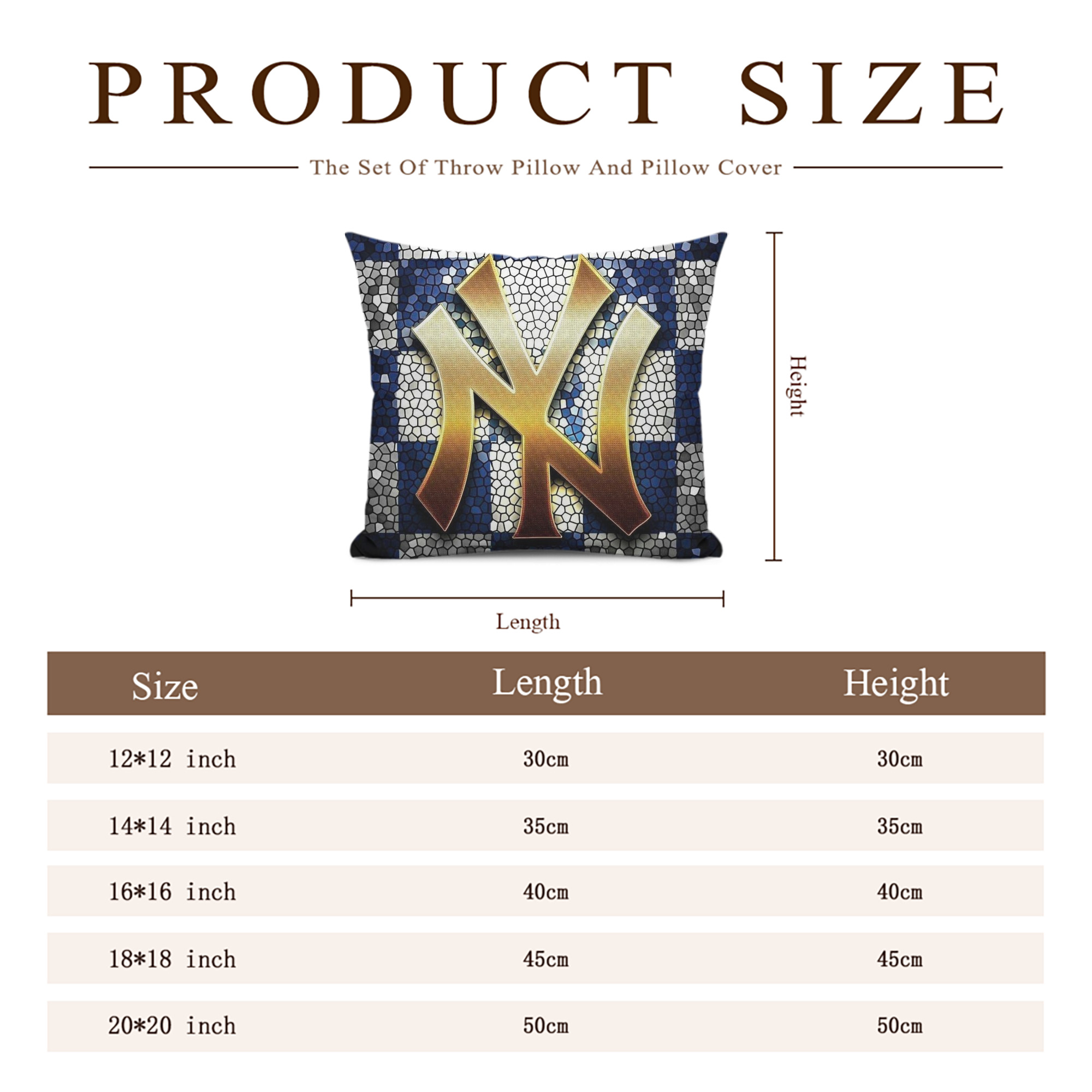 New York Yankees 129 Soft Polyester Pillow Cover With Insert – Double-Sided Design, Invisible Zipper, Durable & Breathable – Easy Care Cushion Set