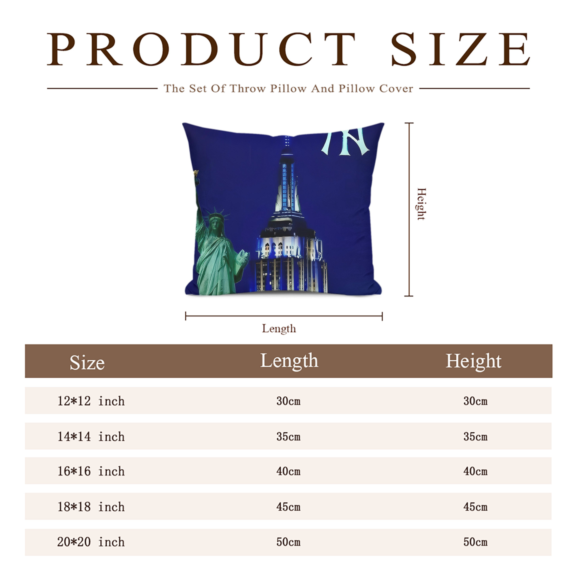 New York Yankees 175 Soft Polyester Pillow Cover With Insert – Double-Sided Design, Invisible Zipper, Durable & Breathable – Easy Care Cushion Set