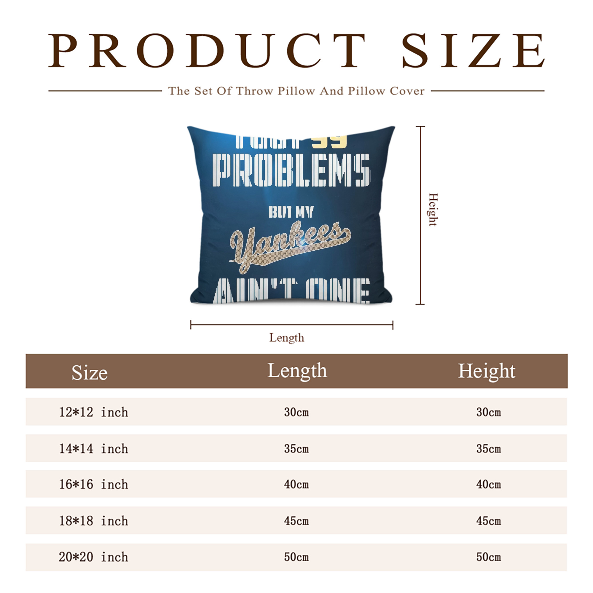 New York Yankees 140 Soft Polyester Pillow Cover With Insert – Double-Sided Design, Invisible Zipper, Durable & Breathable – Easy Care Cushion Set