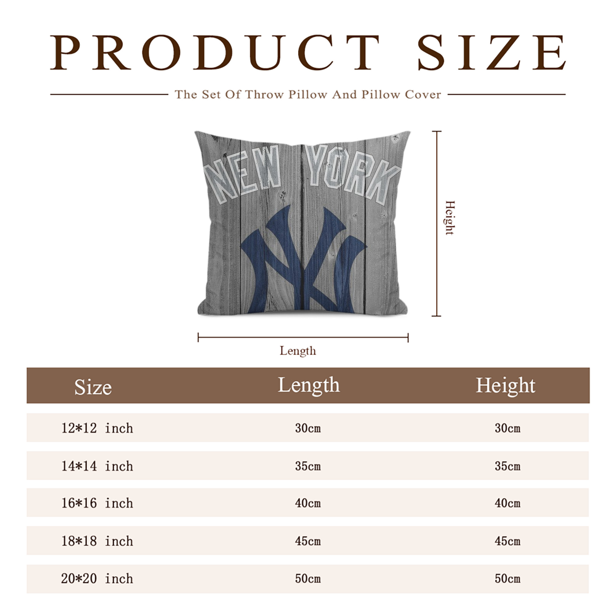 New York Yankees 204 Soft Polyester Pillow Cover With Insert – Double-Sided Design, Invisible Zipper, Durable & Breathable – Easy Care Cushion Set