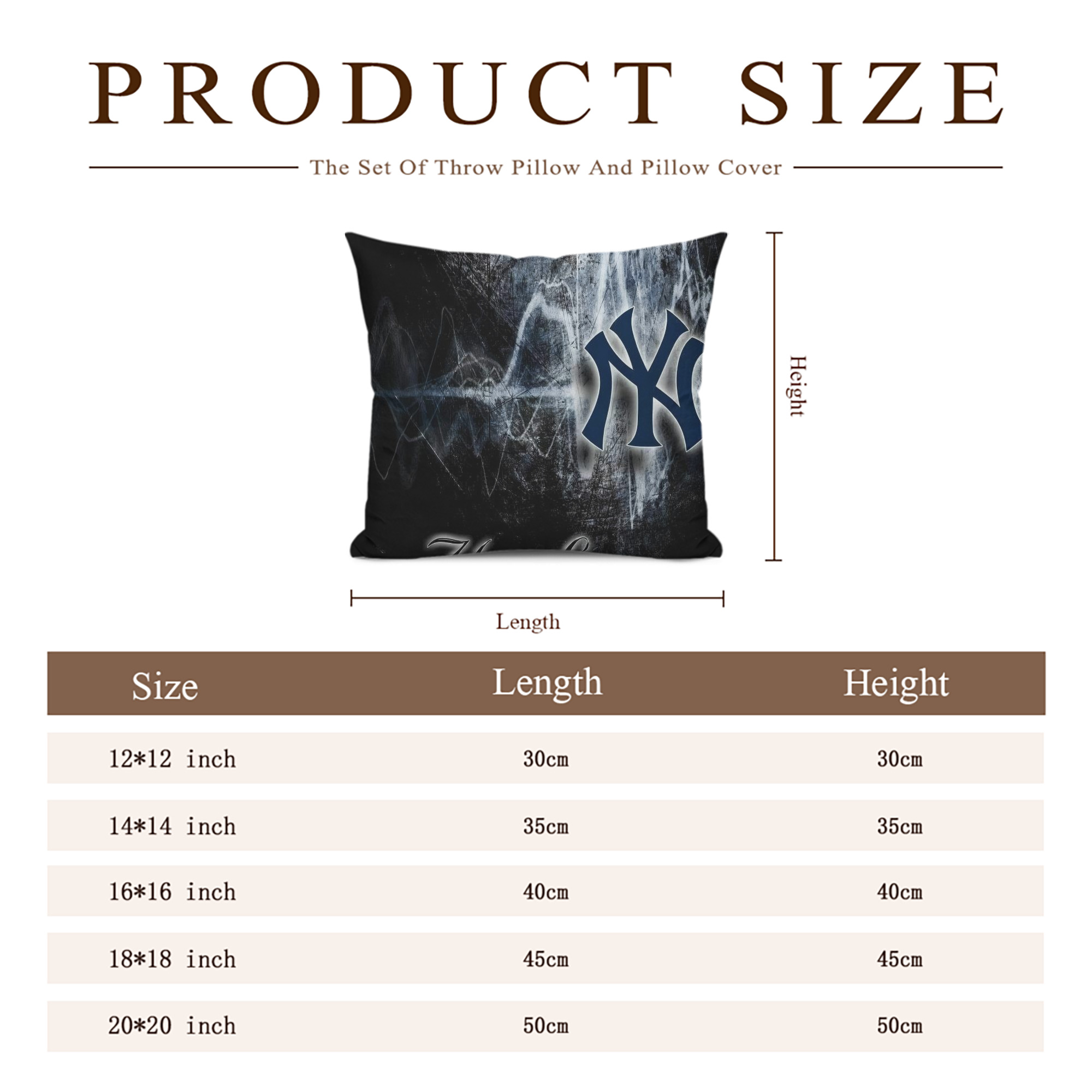 New York Yankees 146 Soft Polyester Pillow Cover With Insert – Double-Sided Design, Invisible Zipper, Durable & Breathable – Easy Care Cushion Set