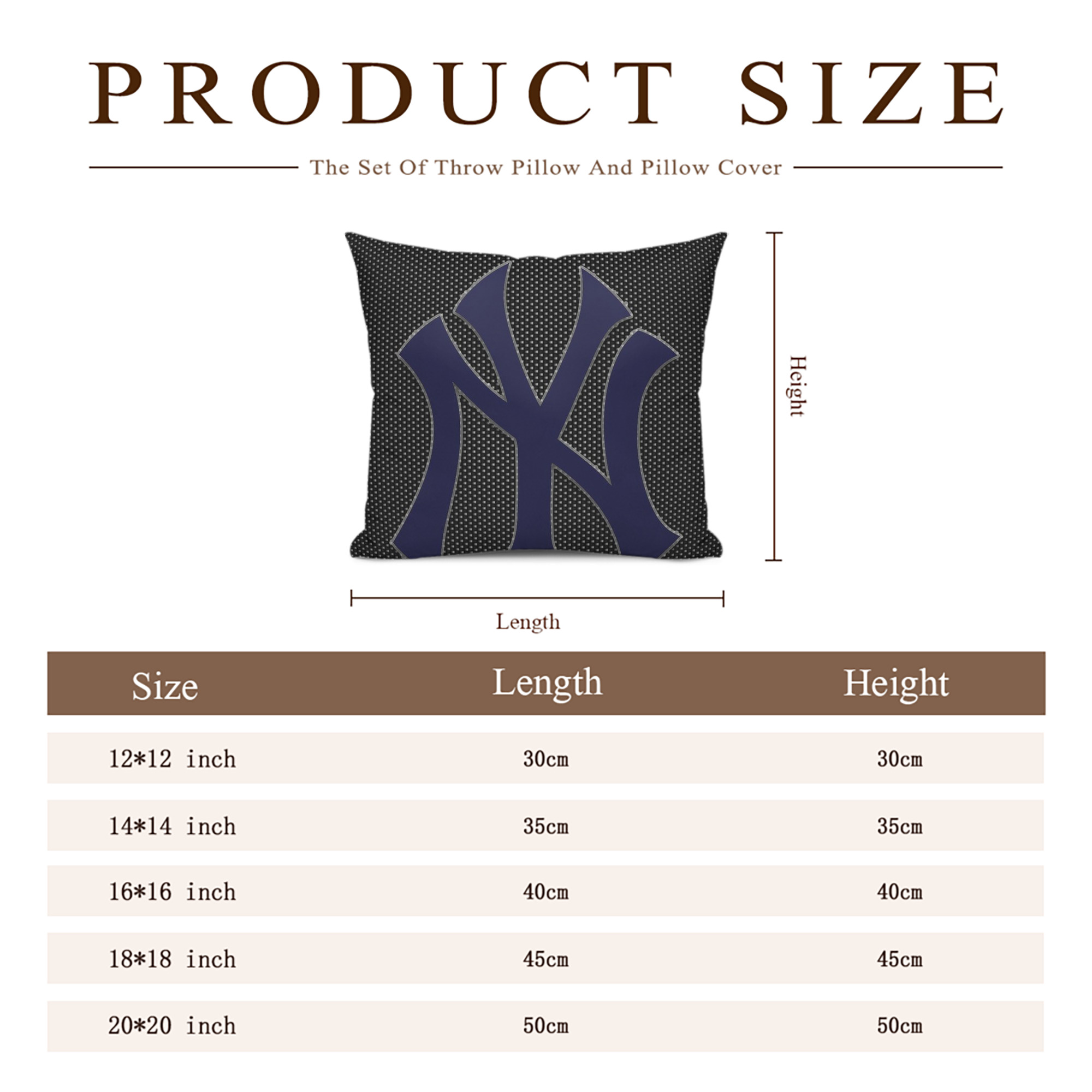 New York Yankees 166 Soft Polyester Pillow Cover With Insert – Double-Sided Design, Invisible Zipper, Durable & Breathable – Easy Care Cushion Set