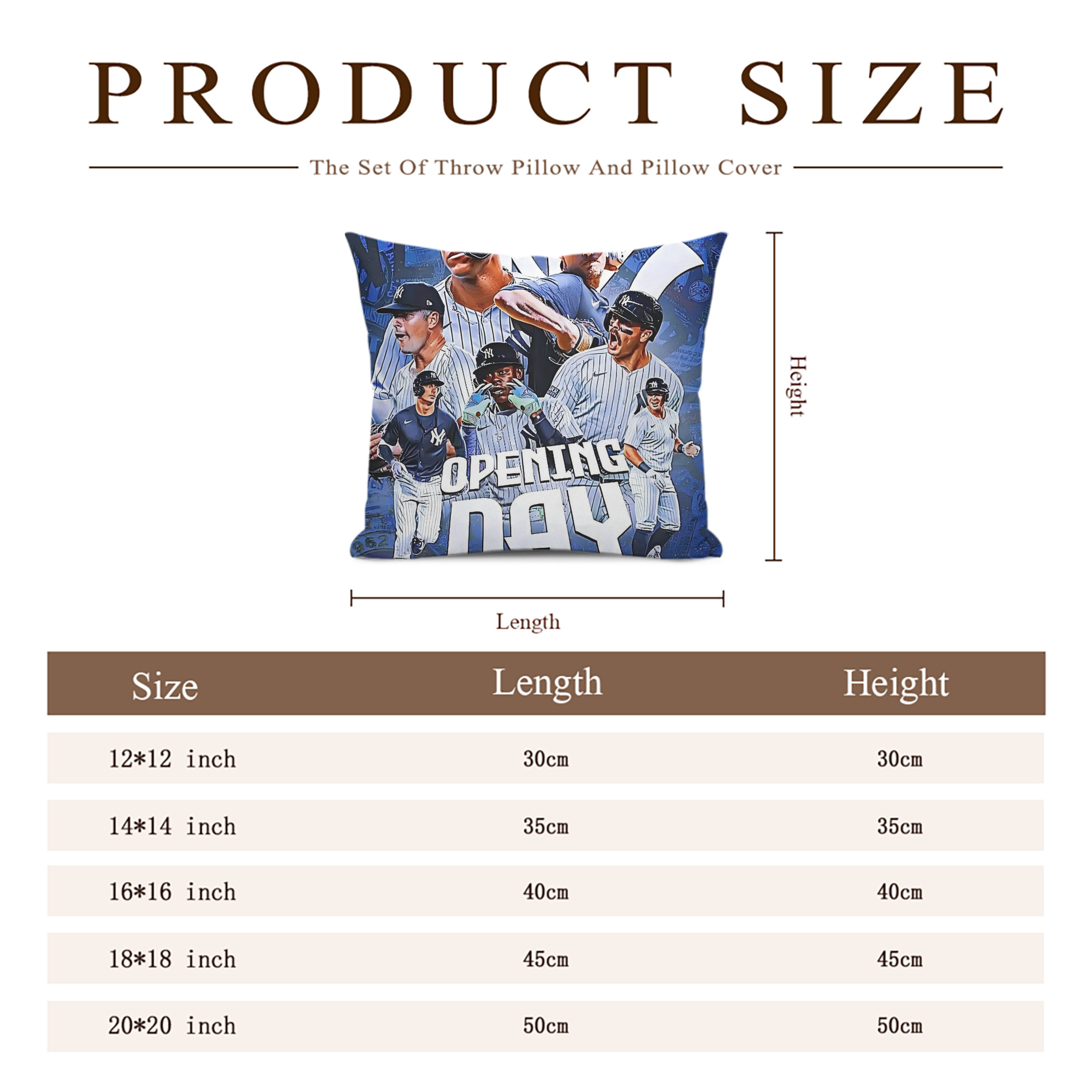 New York Yankees 215 Soft Polyester Pillow Cover With Insert – Double-Sided Design, Invisible Zipper, Durable & Breathable – Easy Care Cushion Set