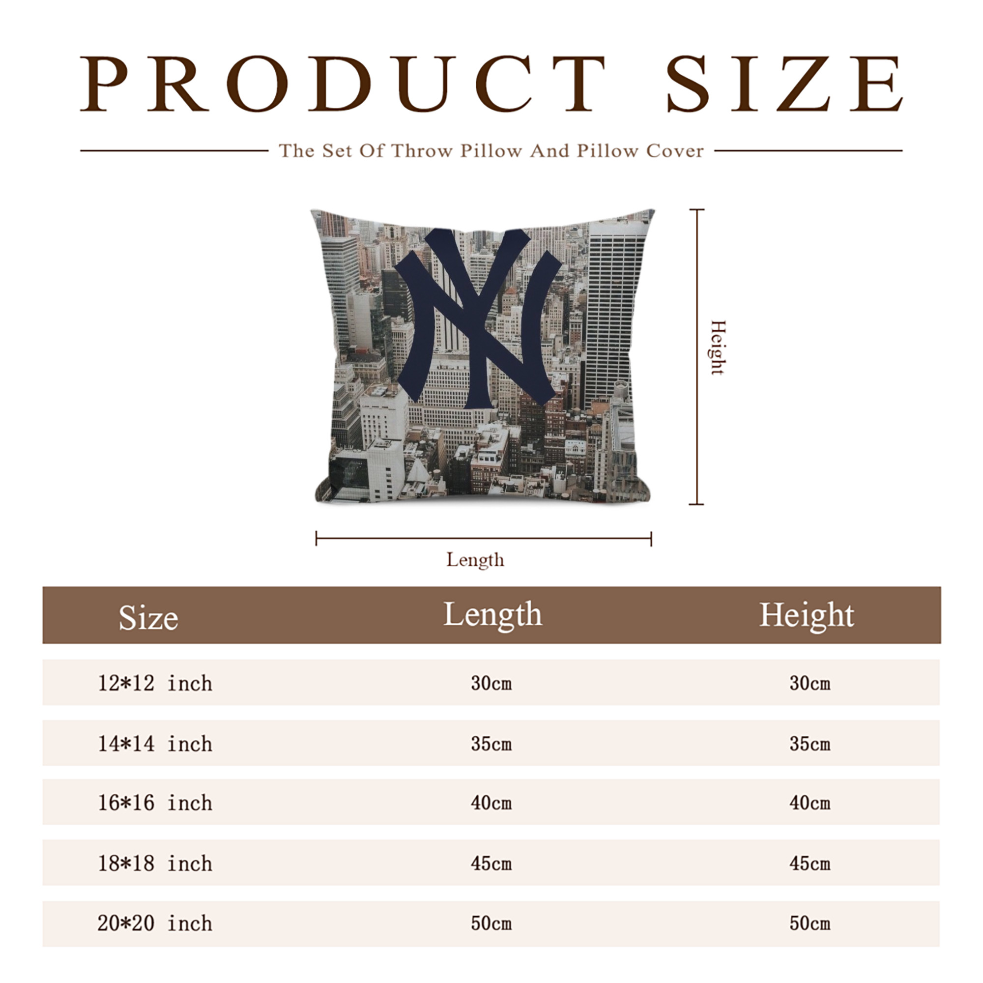 New York Yankees 171 Soft Polyester Pillow Cover With Insert – Double-Sided Design, Invisible Zipper, Durable & Breathable – Easy Care Cushion Set