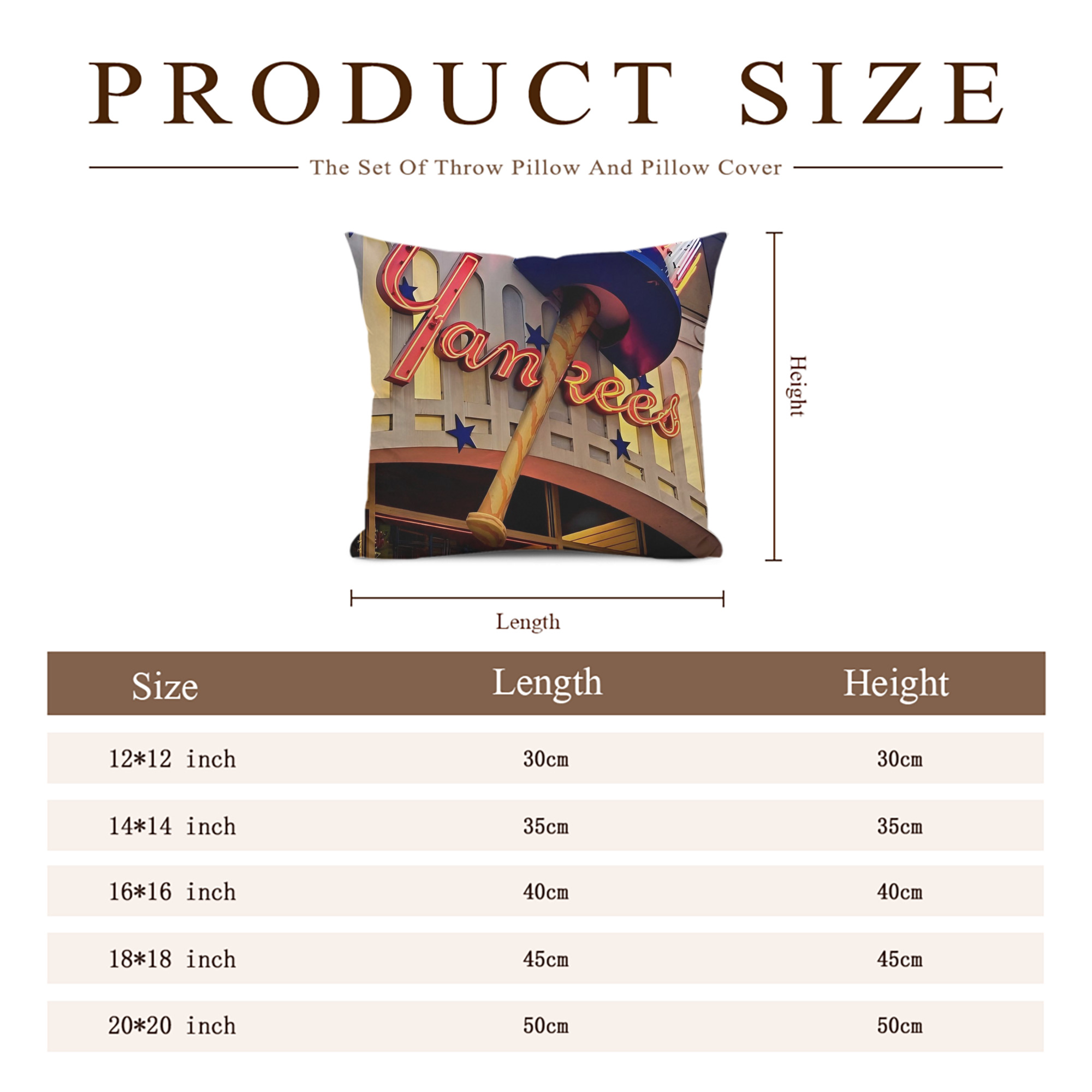 New York Yankees 178 Soft Polyester Pillow Cover With Insert – Double-Sided Design, Invisible Zipper, Durable & Breathable – Easy Care Cushion Set