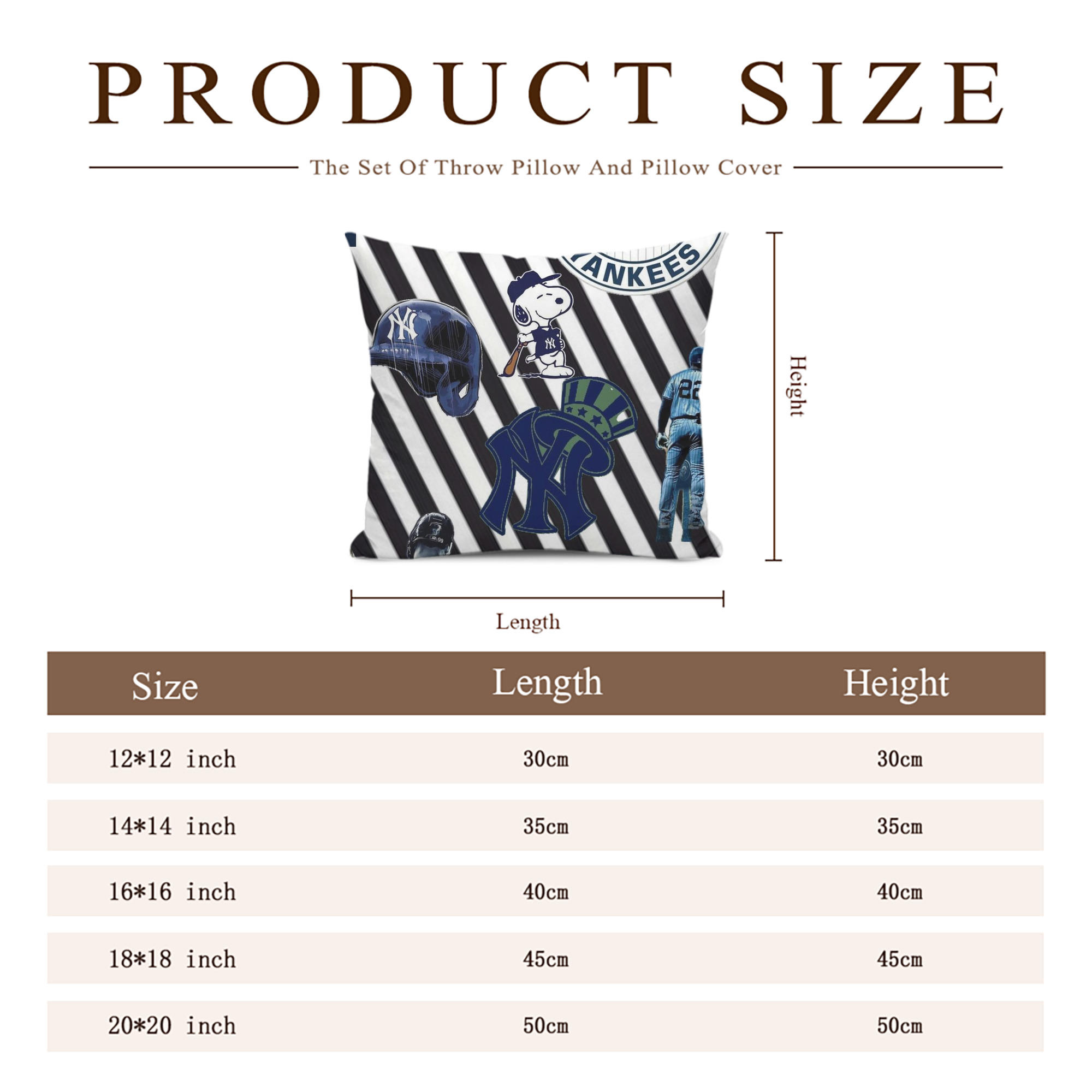 New York Yankees 231 Soft Polyester Pillow Cover With Insert – Double-Sided Design, Invisible Zipper, Durable & Breathable – Easy Care Cushion Set