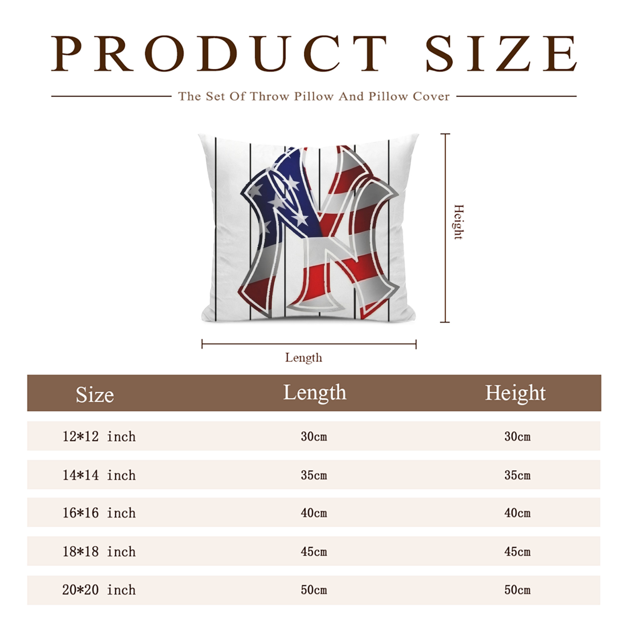 New York Yankees 195 Soft Polyester Pillow Cover With Insert – Double-Sided Design, Invisible Zipper, Durable & Breathable – Easy Care Cushion Set