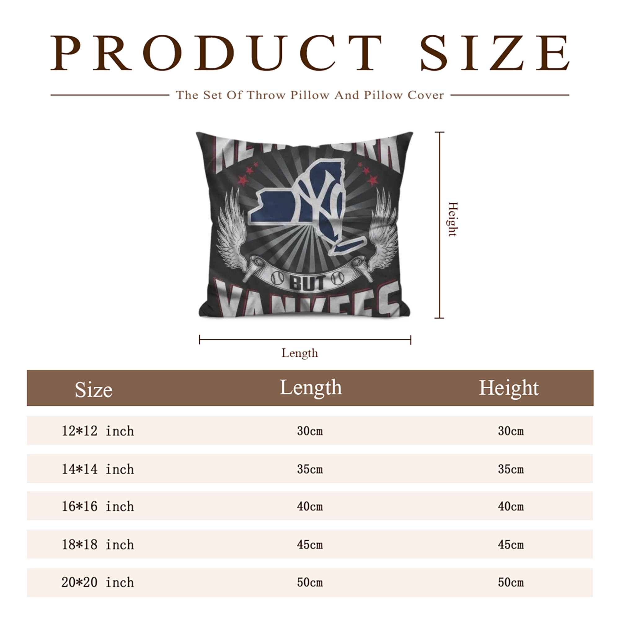 New York Yankees 320 Soft Polyester Pillow Cover With Insert – Double-Sided Design, Invisible Zipper, Durable & Breathable – Easy Care Cushion Set