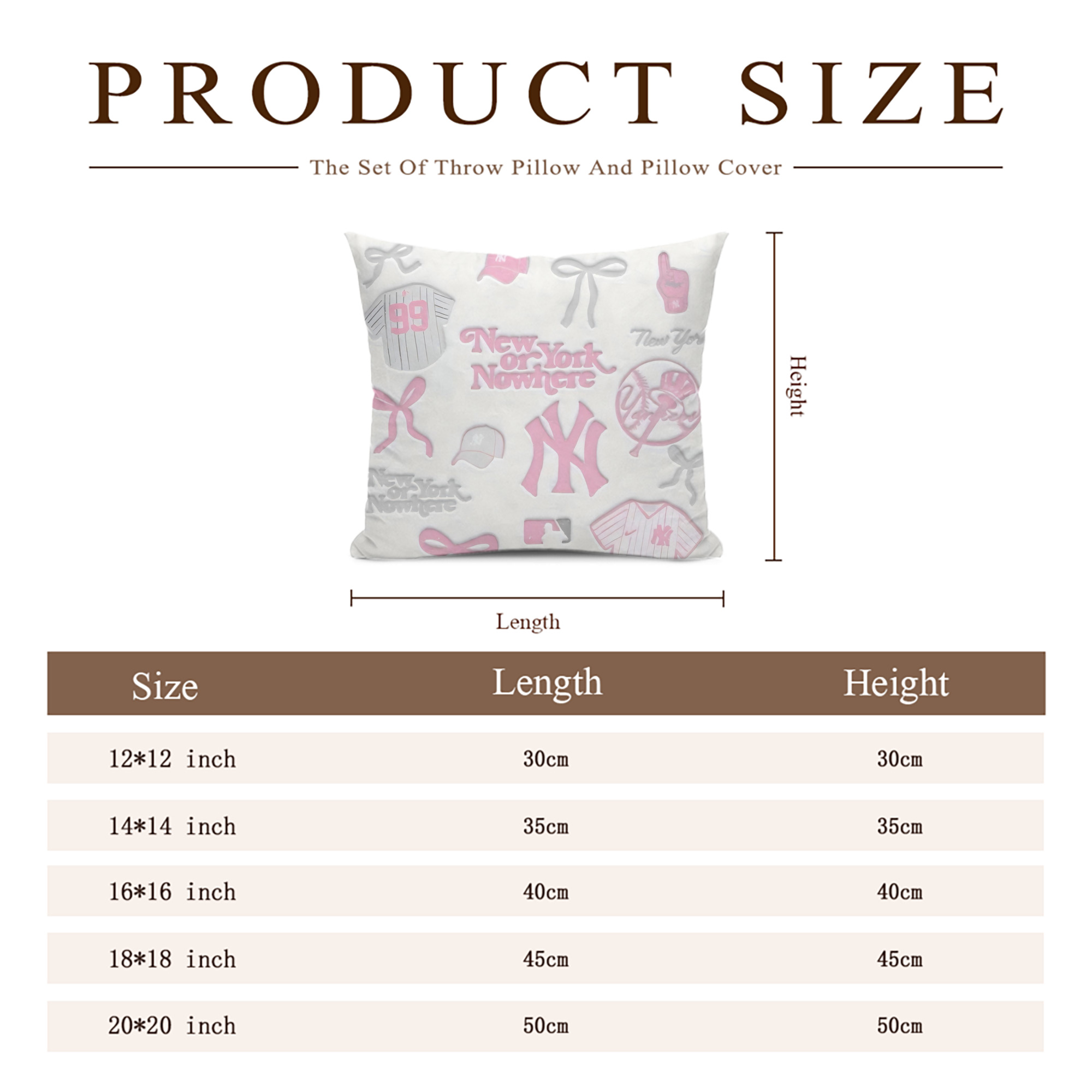 New York Yankees 206 Soft Polyester Pillow Cover With Insert – Double-Sided Design, Invisible Zipper, Durable & Breathable – Easy Care Cushion Set