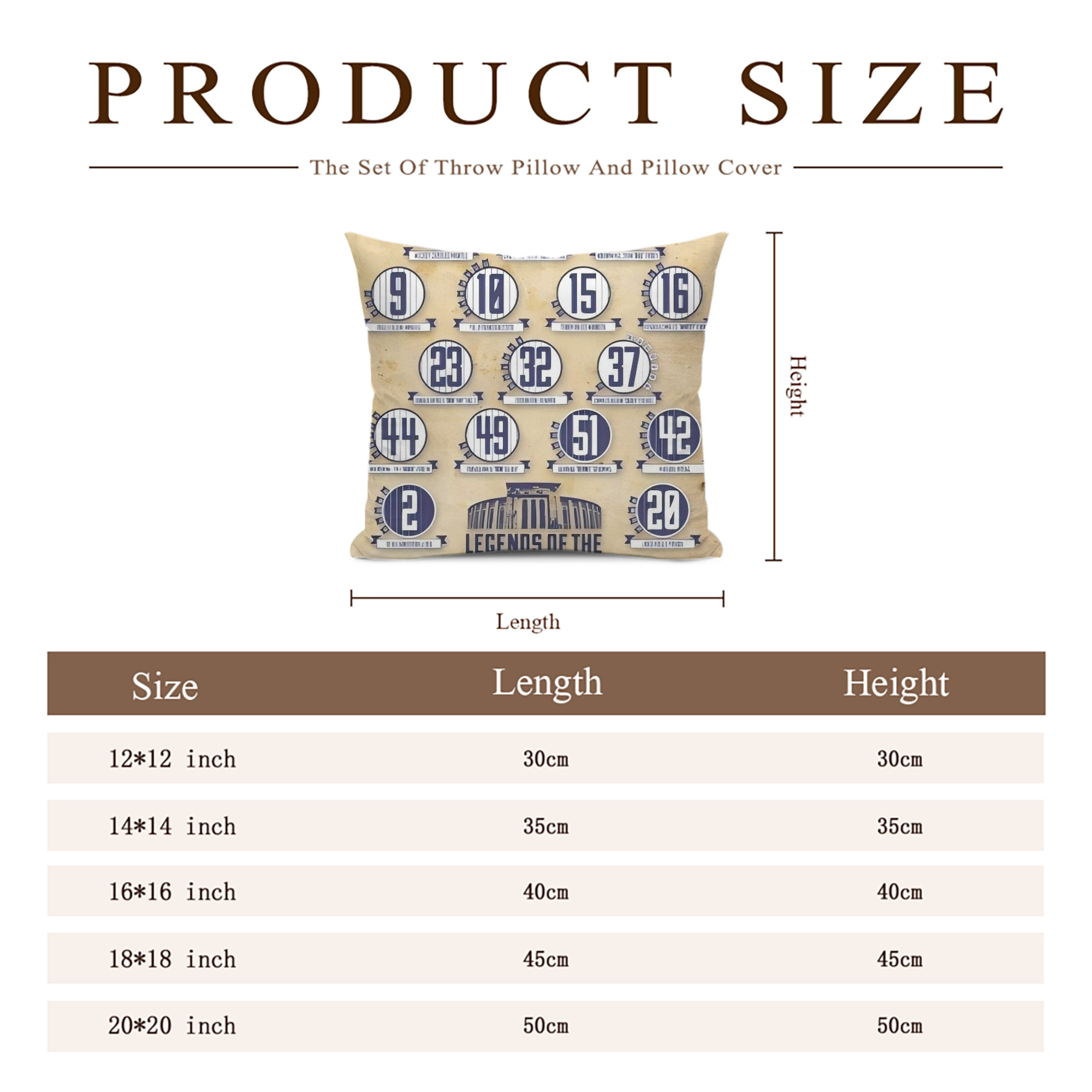 New York Yankees 339 Soft Polyester Pillow Cover With Insert – Double-Sided Design, Invisible Zipper, Durable & Breathable – Easy Care Cushion Set