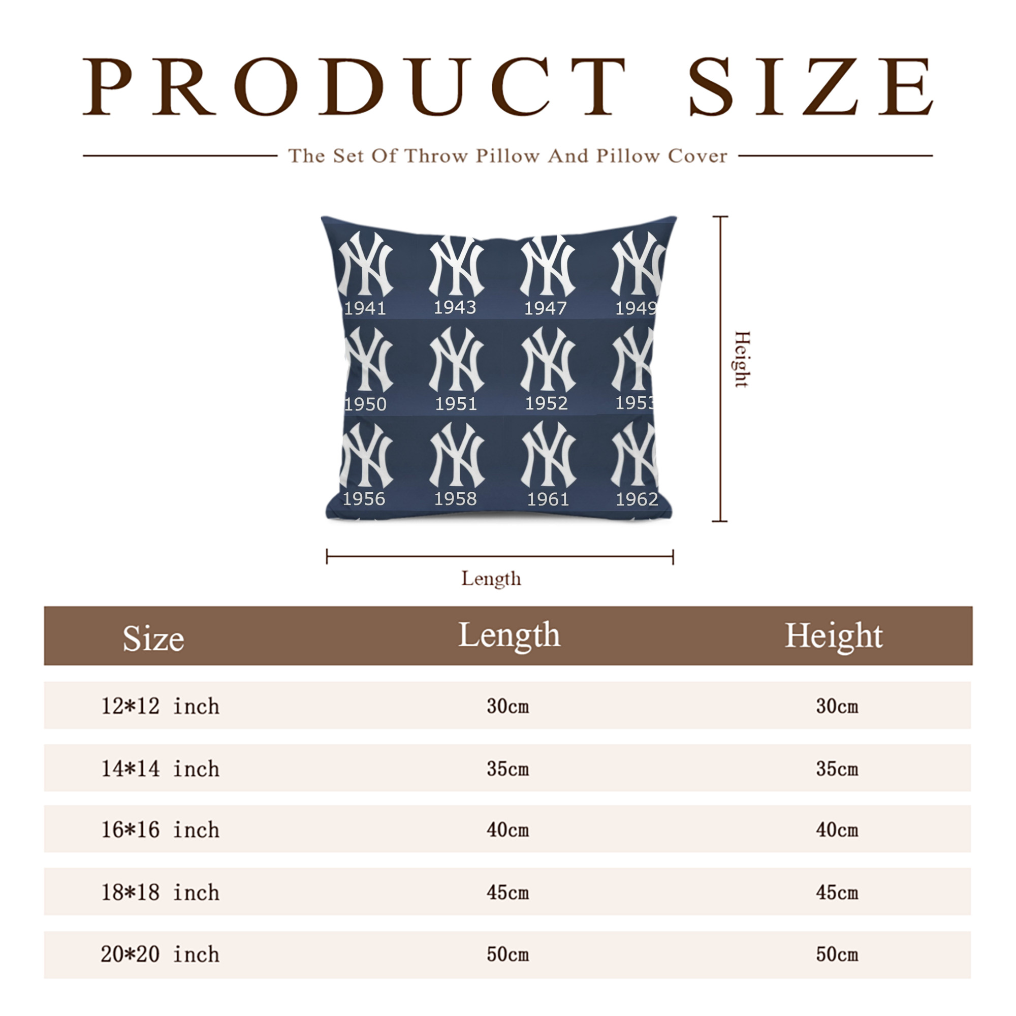 New York Yankees 229 Soft Polyester Pillow Cover With Insert – Double-Sided Design, Invisible Zipper, Durable & Breathable – Easy Care Cushion Set