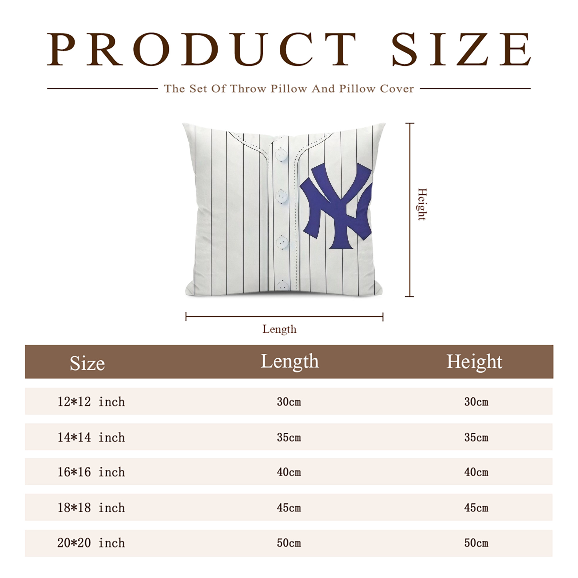 New York Yankees 213 Soft Polyester Pillow Cover With Insert – Double-Sided Design, Invisible Zipper, Durable & Breathable – Easy Care Cushion Set