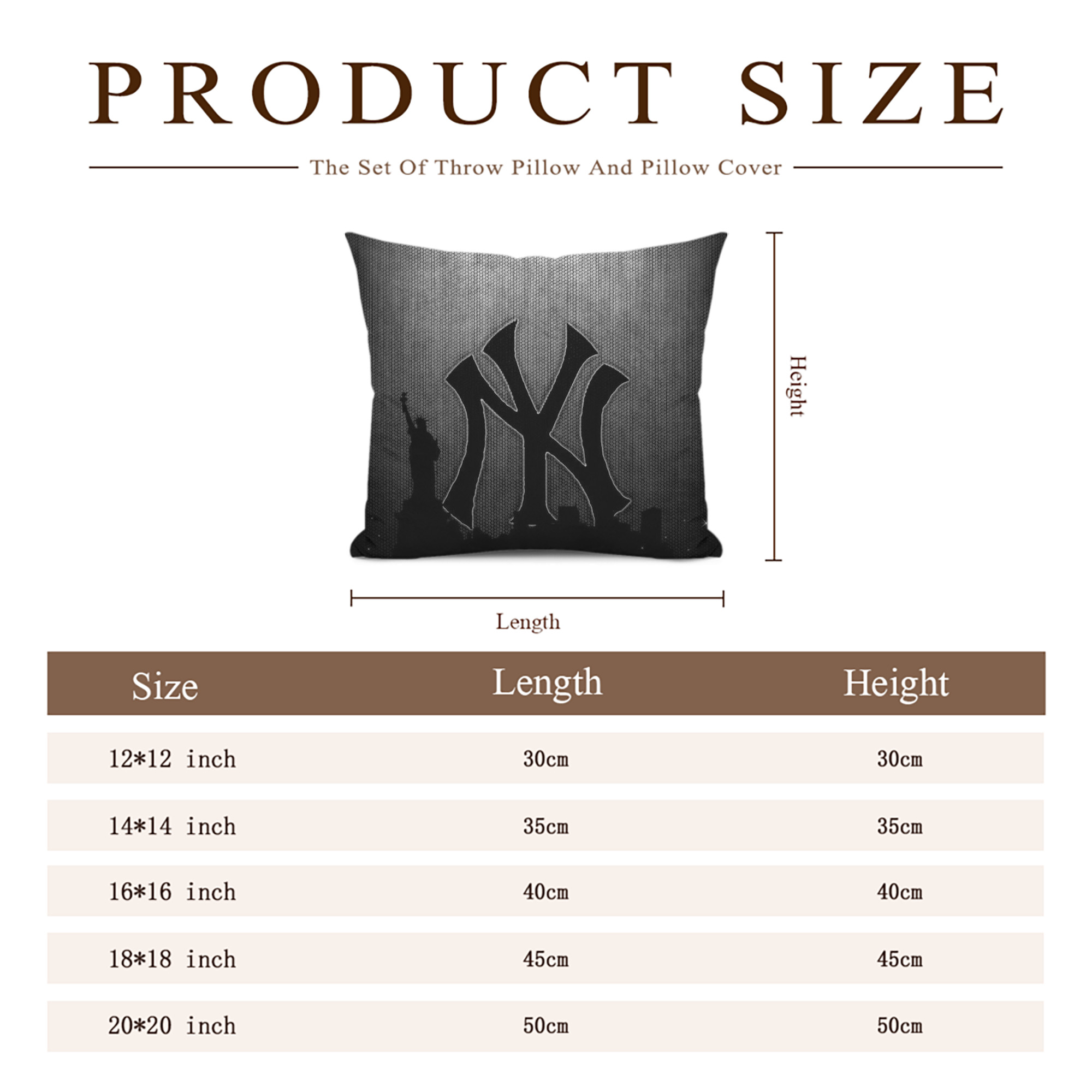 New York Yankees 313 Soft Polyester Pillow Cover With Insert – Double-Sided Design, Invisible Zipper, Durable & Breathable – Easy Care Cushion Set