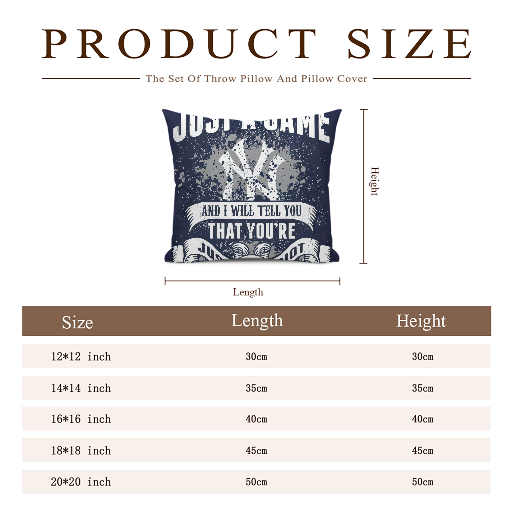 New York Yankees 322 Soft Polyester Pillow Cover With Insert – Double-Sided Design, Invisible Zipper, Durable & Breathable – Easy Care Cushion Set