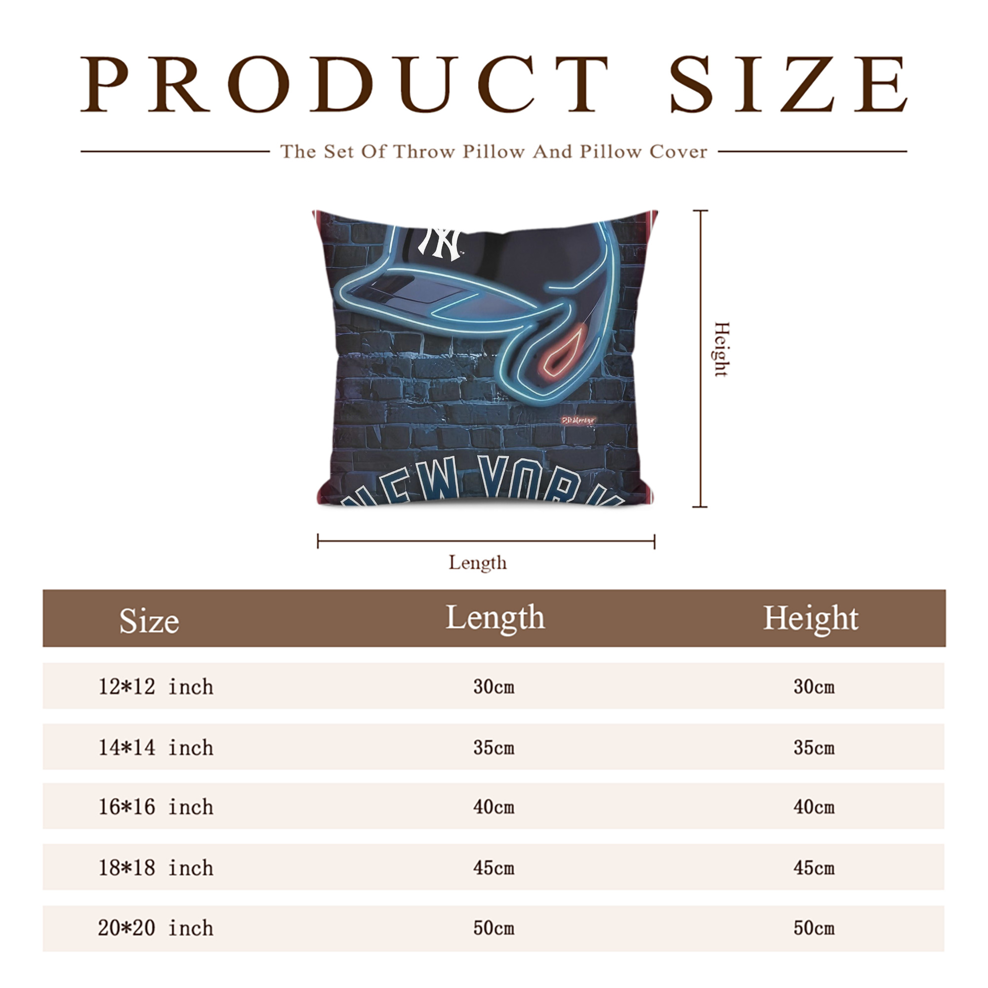 New York Yankees 230 Soft Polyester Pillow Cover With Insert – Double-Sided Design, Invisible Zipper, Durable & Breathable – Easy Care Cushion Set