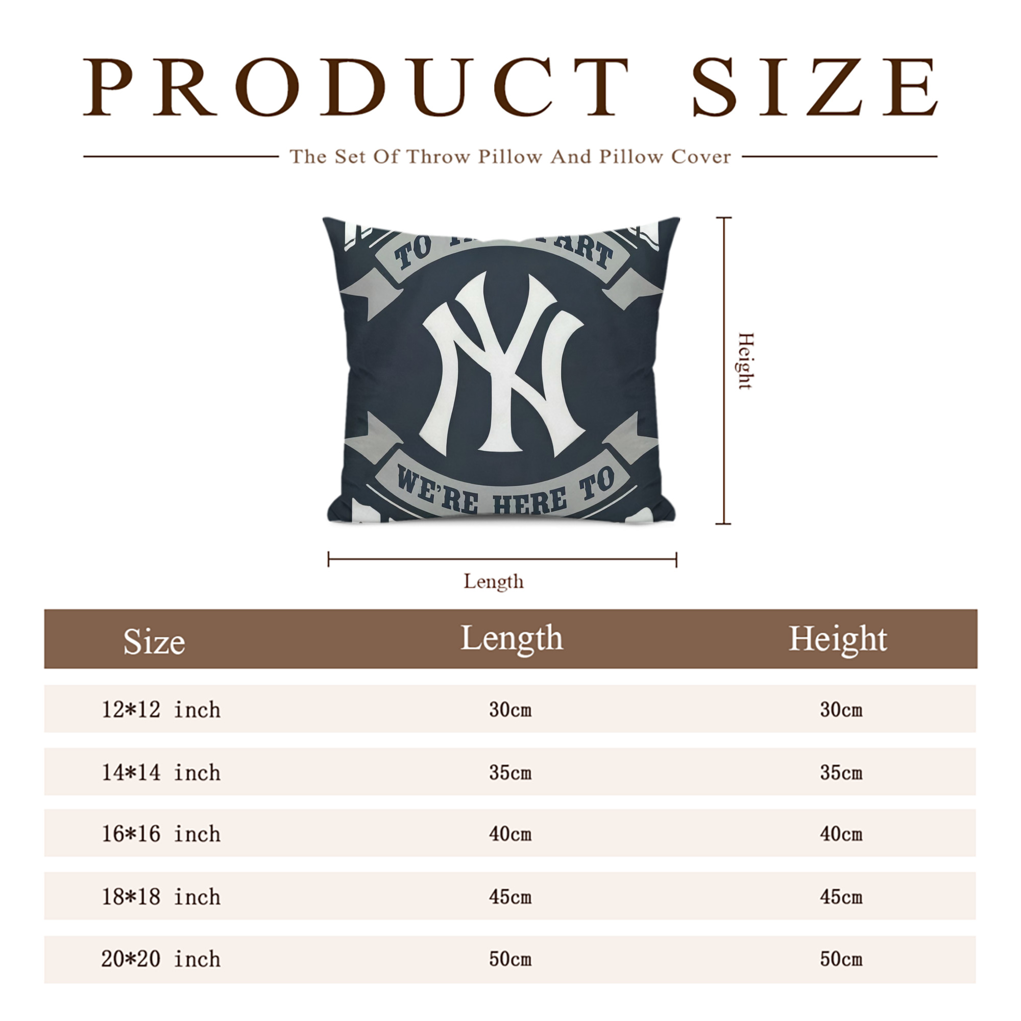New York Yankees 302 Soft Polyester Pillow Cover With Insert – Double-Sided Design, Invisible Zipper, Durable & Breathable – Easy Care Cushion Set
