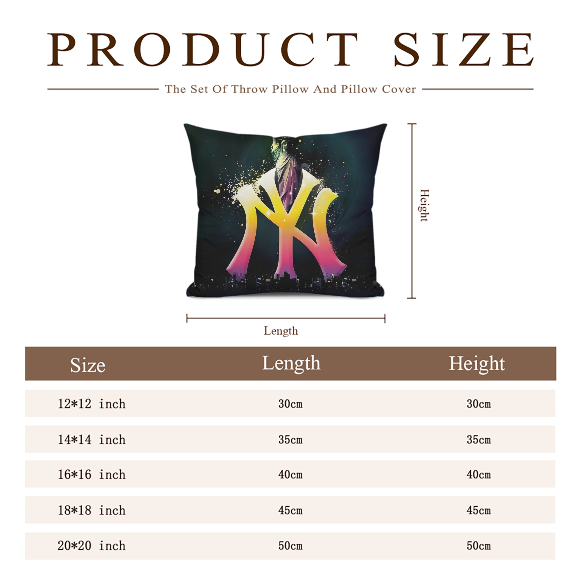 New York Yankees 335 Soft Polyester Pillow Cover With Insert – Double-Sided Design, Invisible Zipper, Durable & Breathable – Easy Care Cushion Set