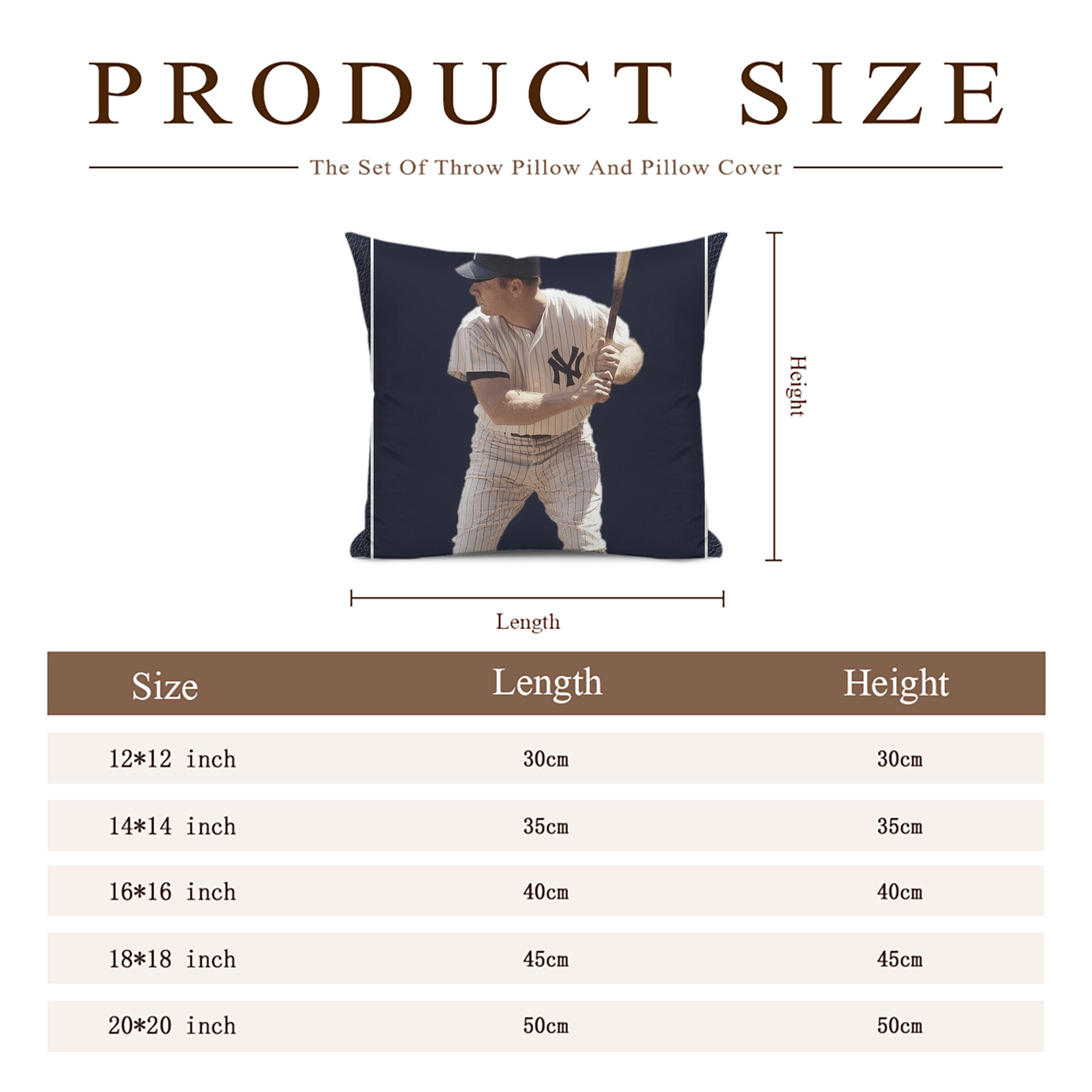 New York Yankees 344 Soft Polyester Pillow Cover With Insert – Double-Sided Design, Invisible Zipper, Durable & Breathable – Easy Care Cushion Set