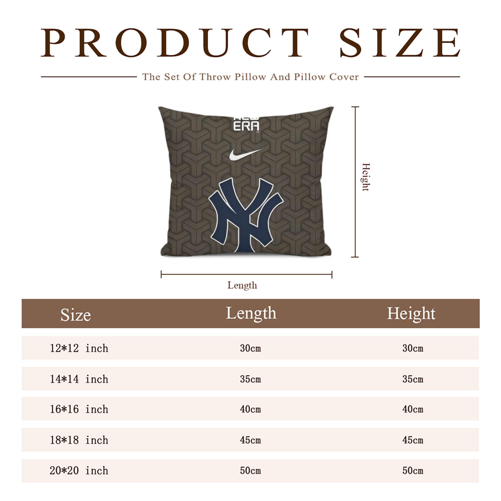 New York Yankees 318 Soft Polyester Pillow Cover With Insert – Double-Sided Design, Invisible Zipper, Durable & Breathable – Easy Care Cushion Set