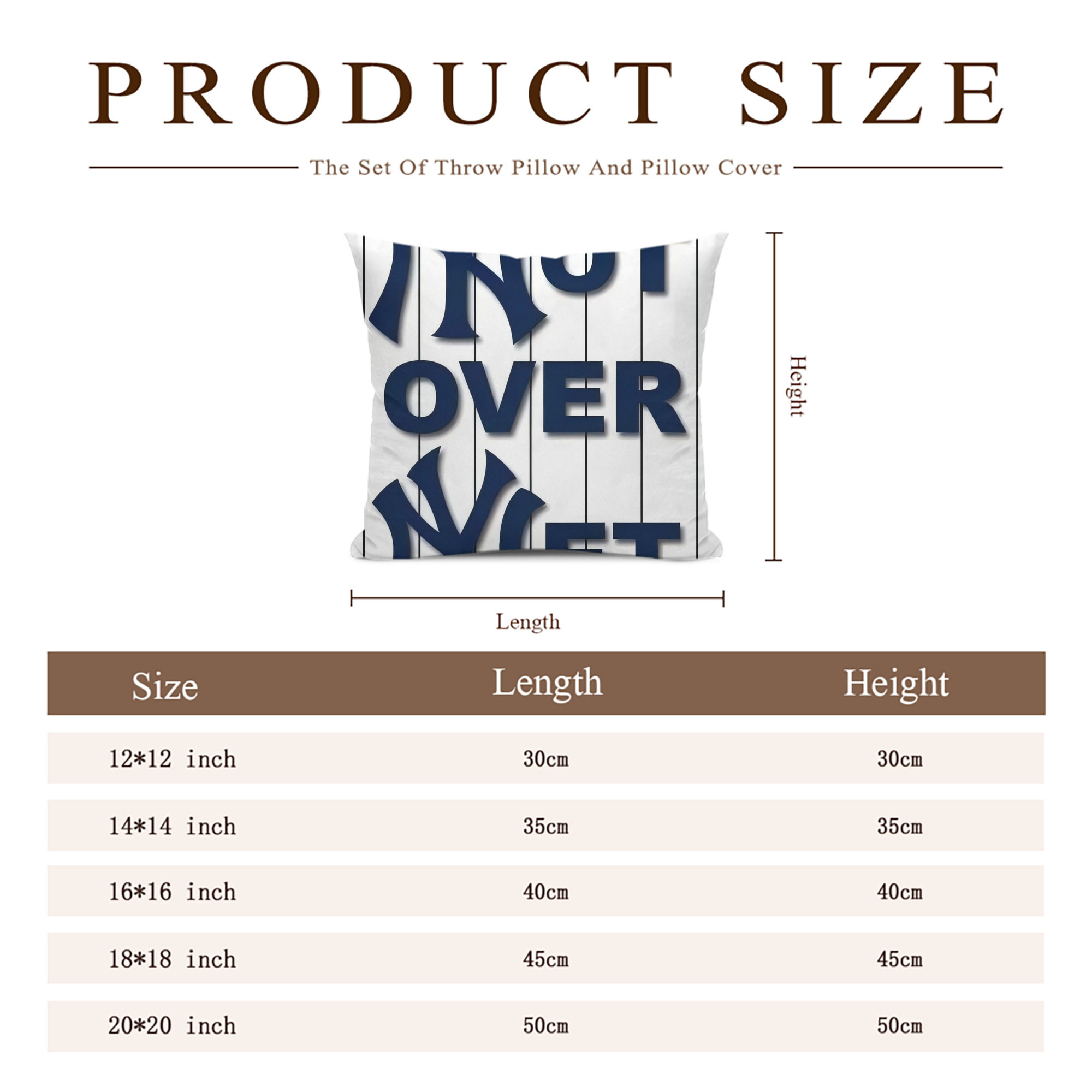 New York Yankees Not over Net Soft Polyester Pillow Cover With Insert – Double-Sided Design, Invisible Zipper, Durable & Breathable – Easy Care Cushion Set